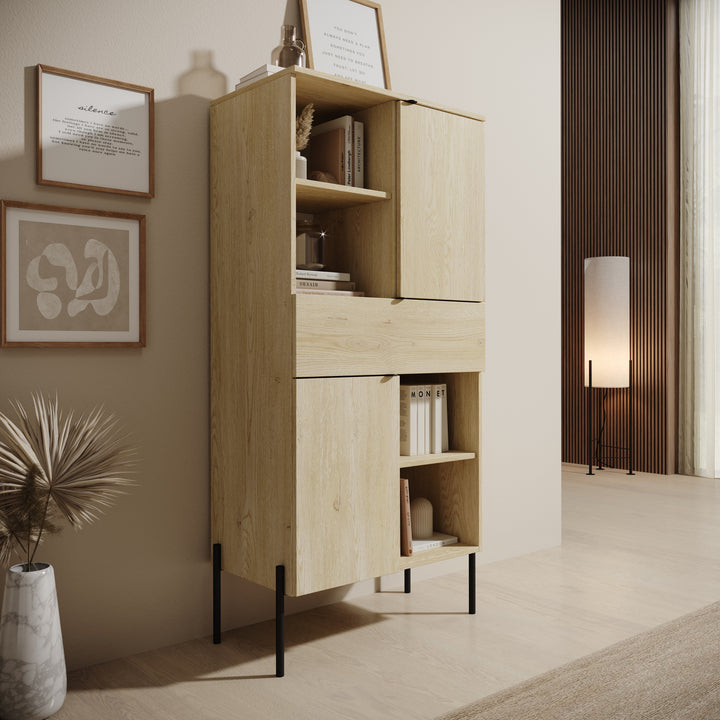 Oriya - Boekenkast - Eikenpatroon - 70x40x150 cm