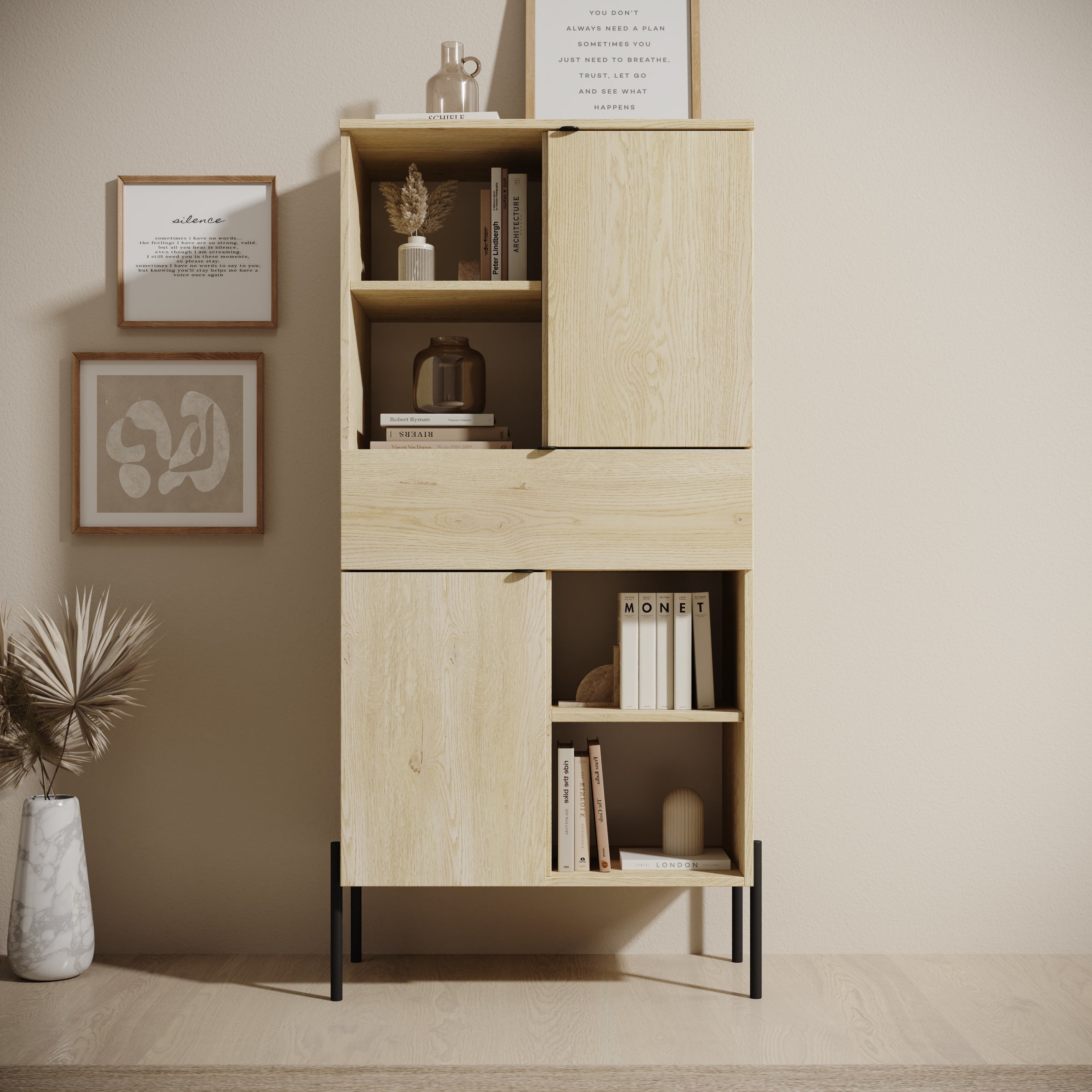 Oriya - Boekenkast - Eikenpatroon - 70x40x150 cm