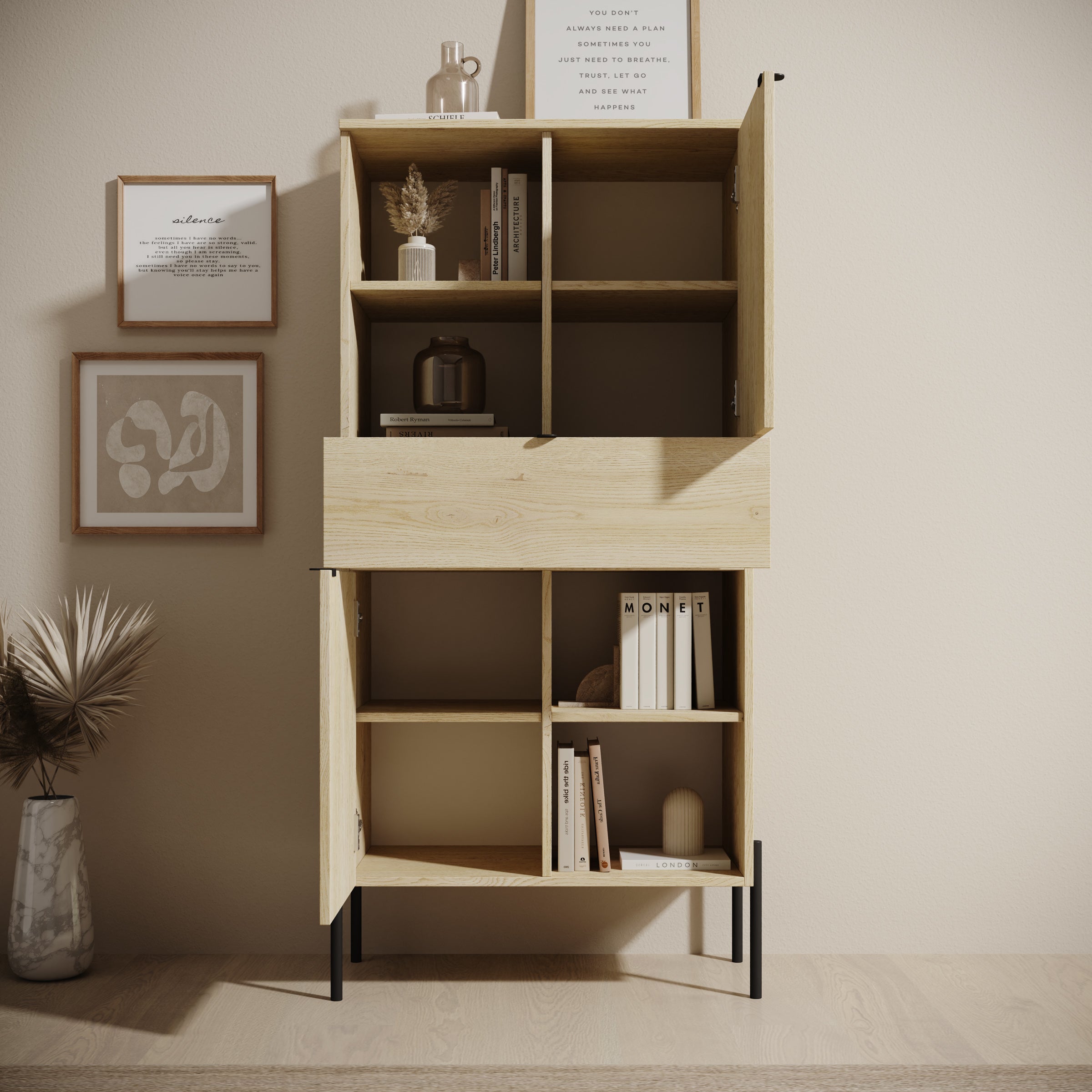 Oriya - Boekenkast - Eikenpatroon - 70x40x150 cm