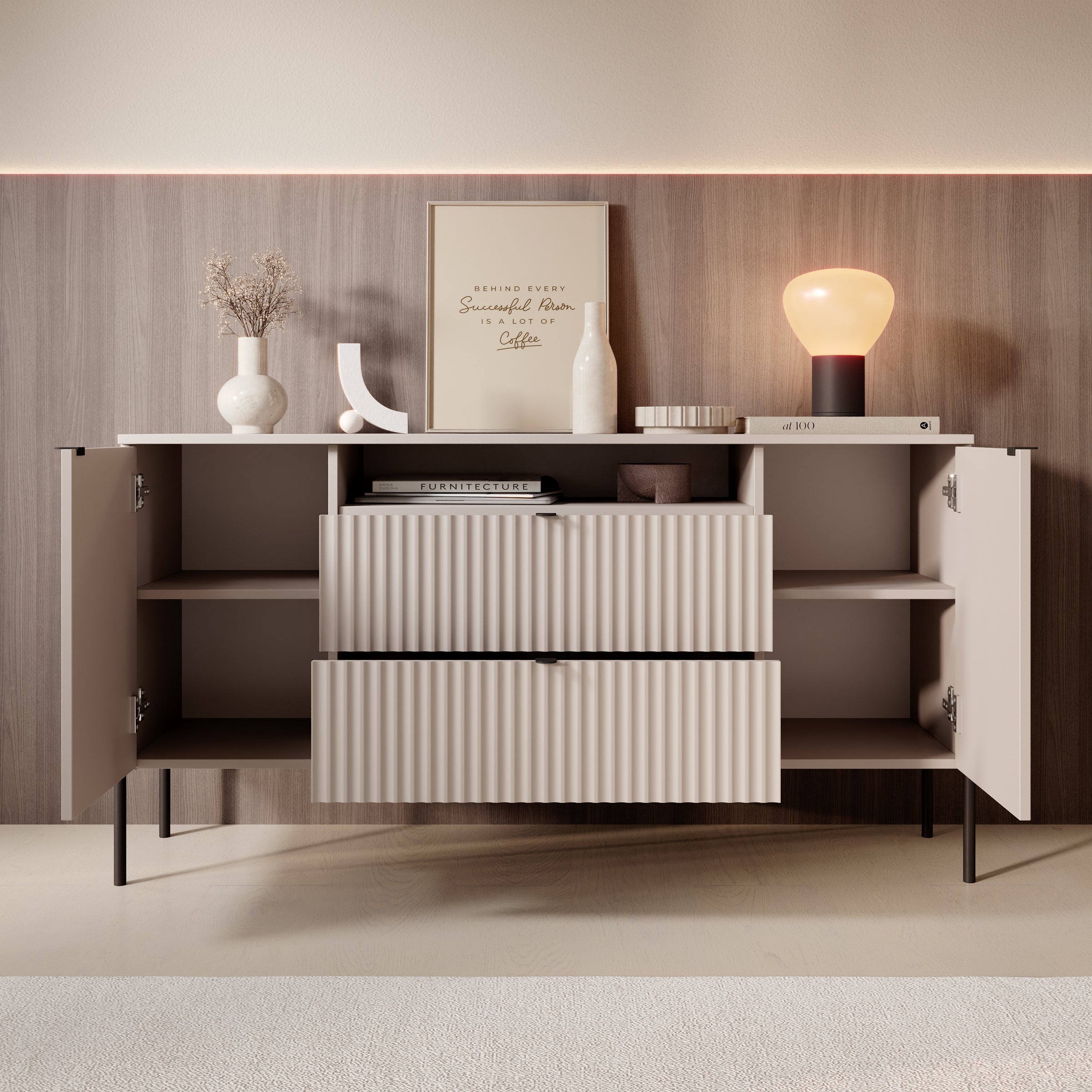 Oriya - Dressoir - Beige - 140x40x75 cm