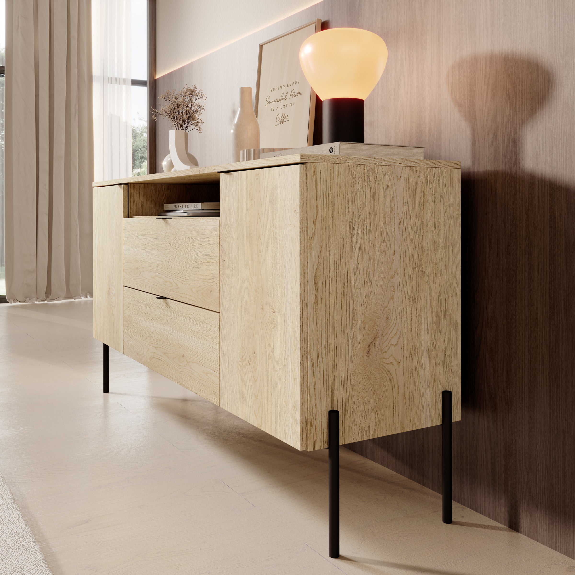 Oriya - Dressoir - Eikenpatroon - 140x40x75 cm
