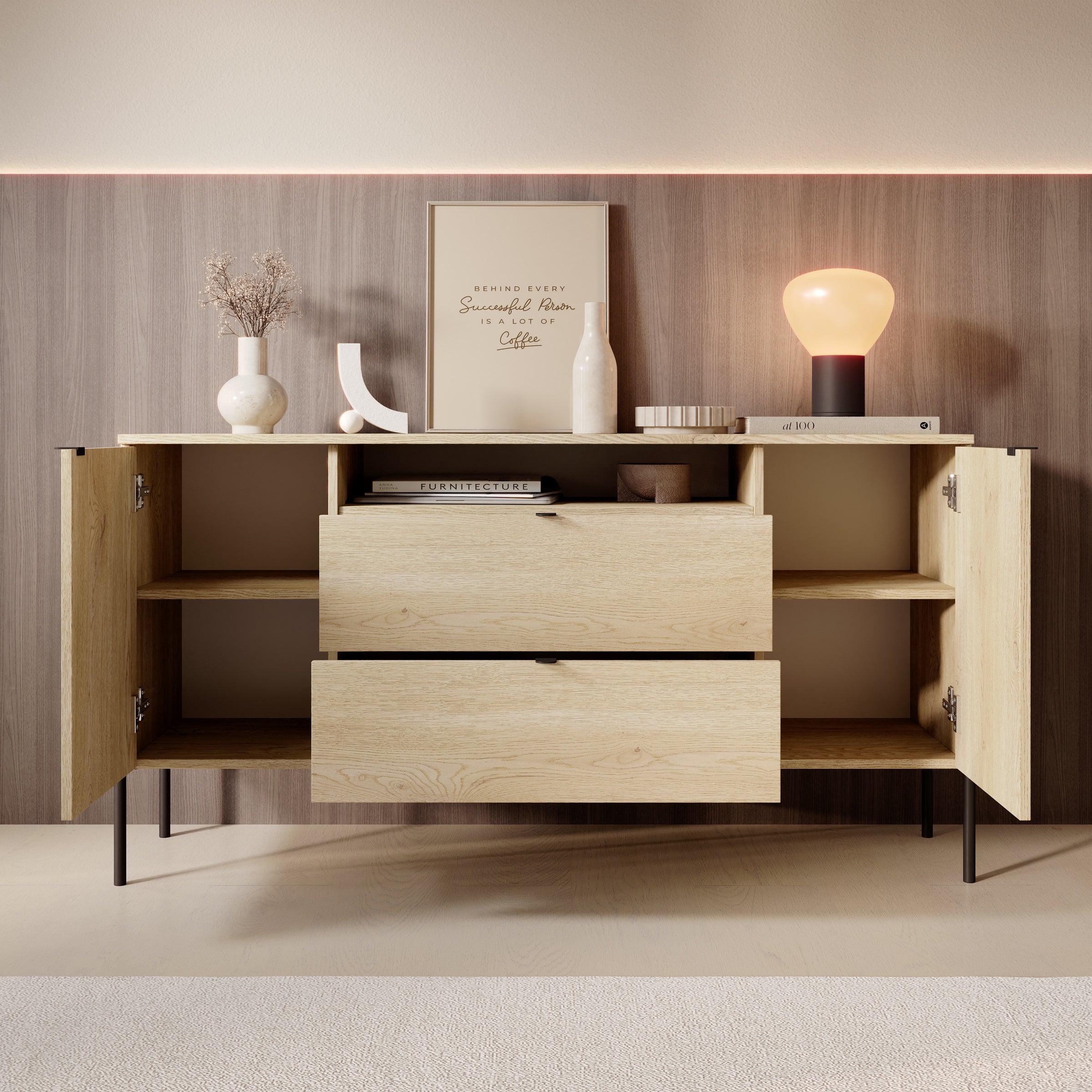 Oriya - Dressoir - Eikenpatroon - 140x40x75 cm