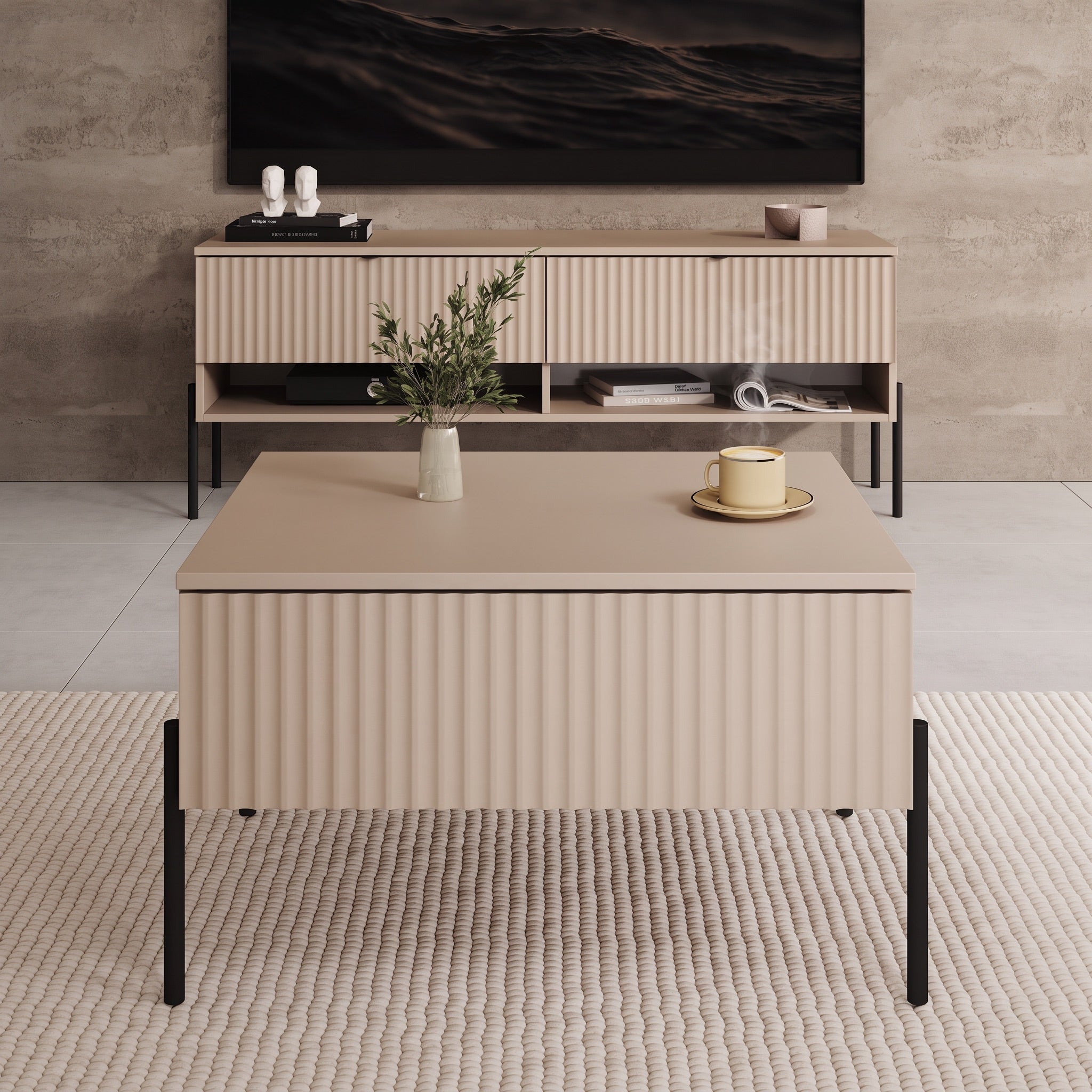 Oriya - Salontafel - Beige - 70x60x43 cm