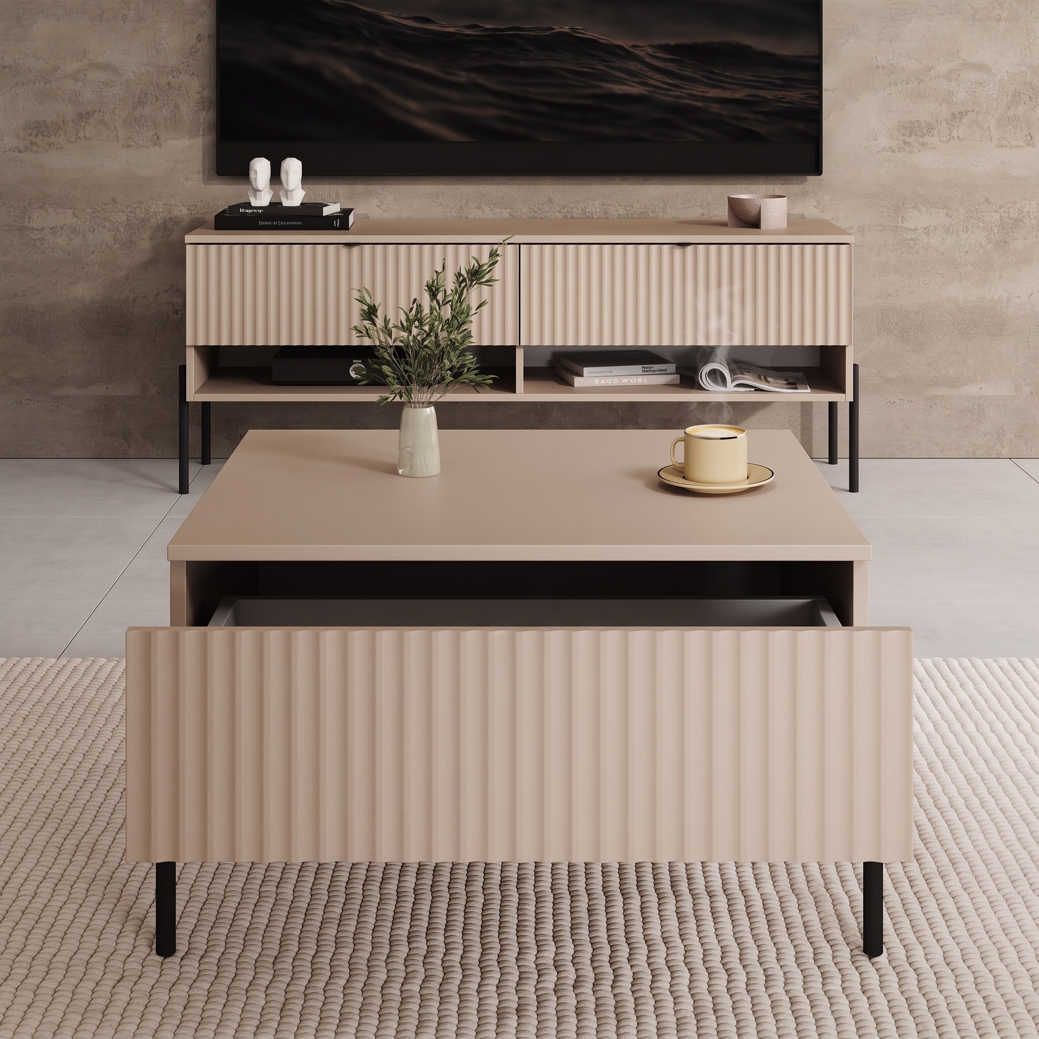 Oriya - Salontafel - Beige - 70x60x43 cm