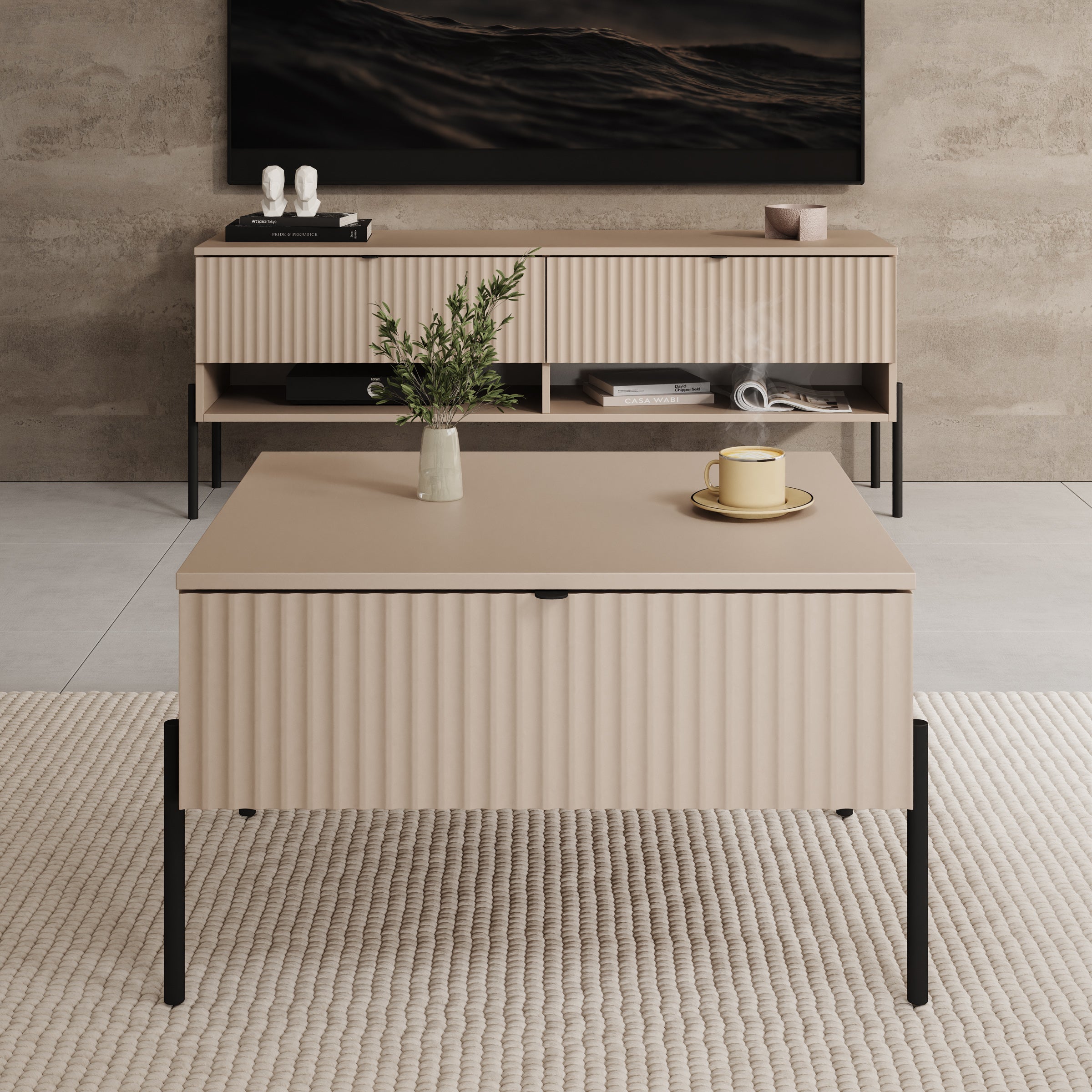 Oriya - Salontafel - Beige - 70x60x43 cm