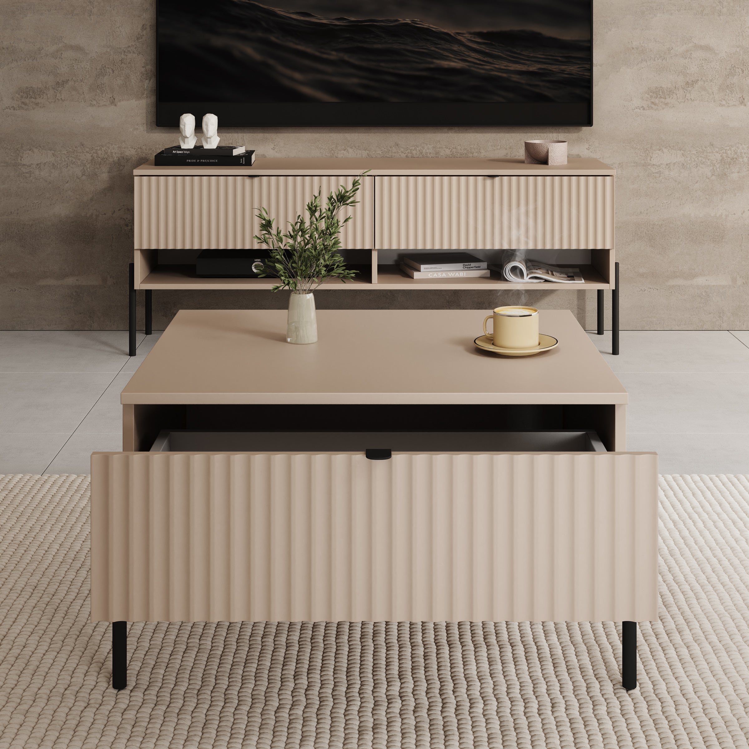 Oriya - Salontafel - Beige - 70x60x43 cm