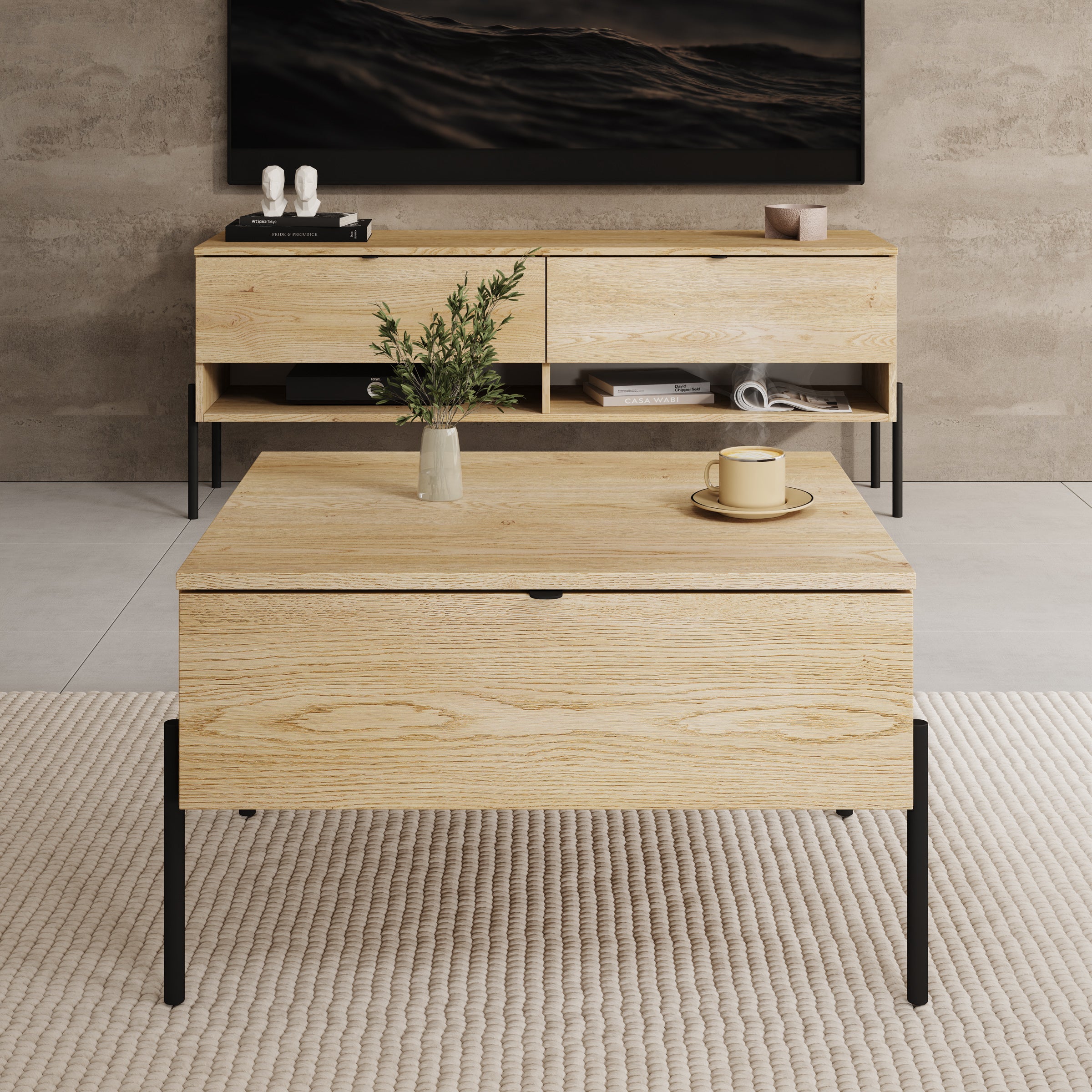 Oriya - Salontafel - Eikenpatroon - 70x60x43 cm