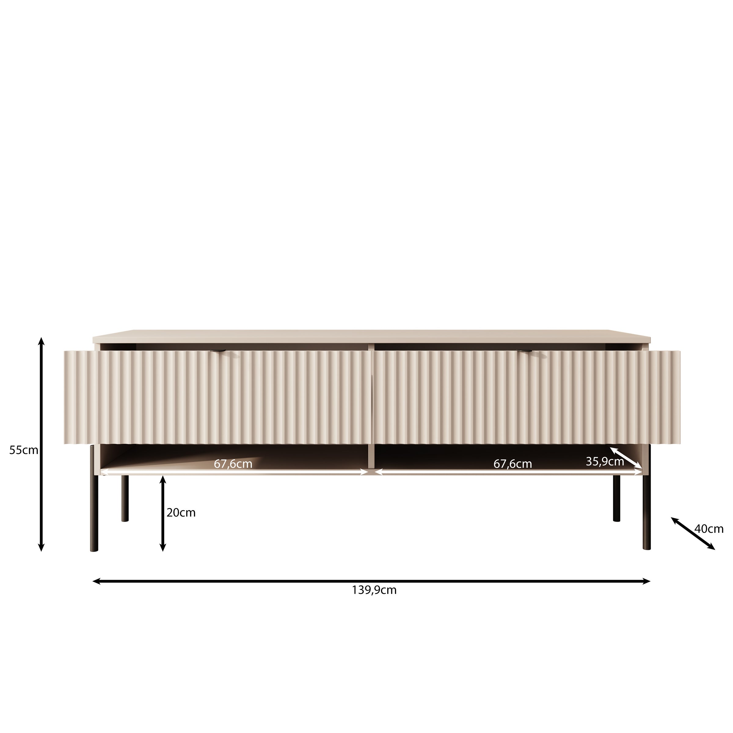 Oriya - TV-Meubel - Beige - 140x40x55 cm