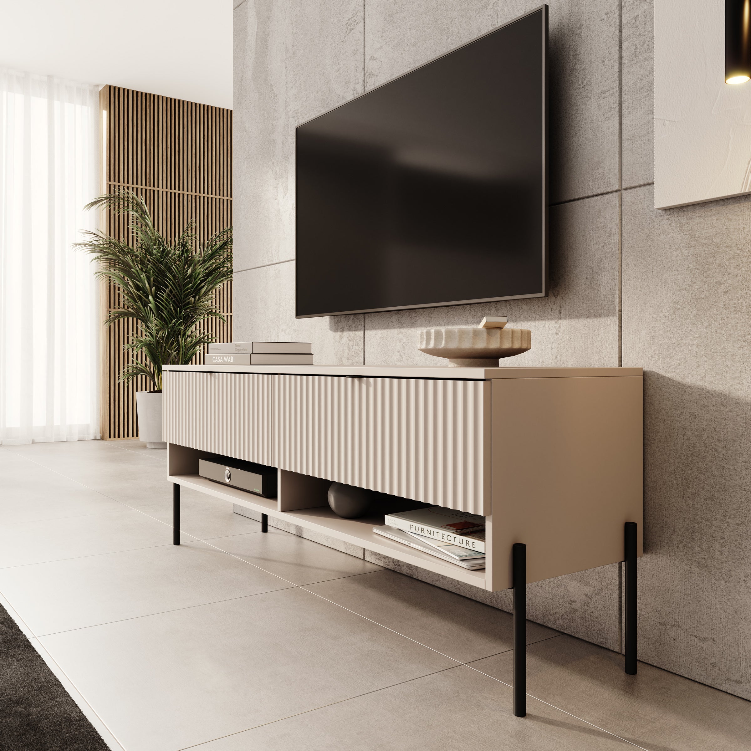Oriya - TV-Meubel - Beige - 140x40x55 cm