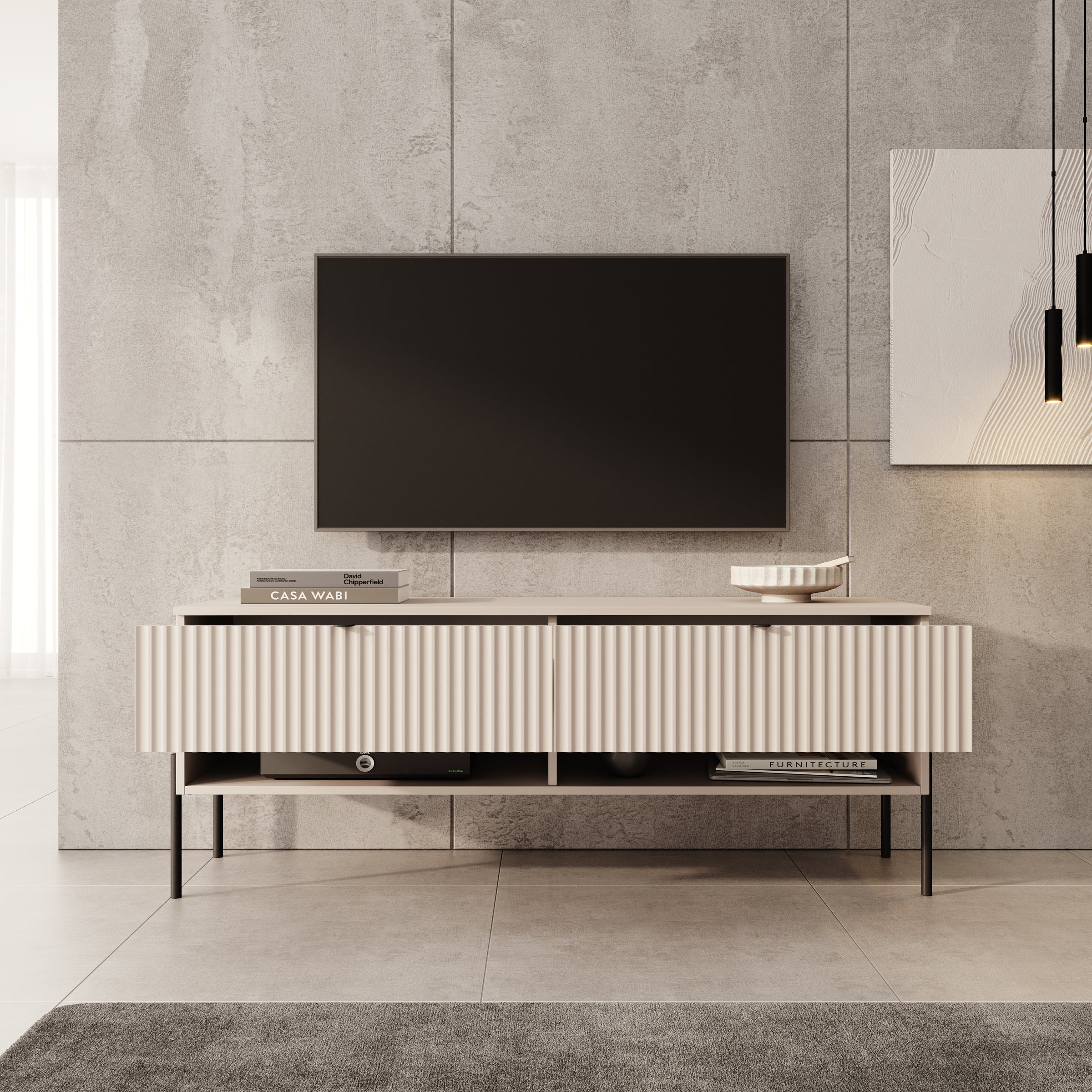 Oriya - TV-Meubel - Beige - 140x40x55 cm