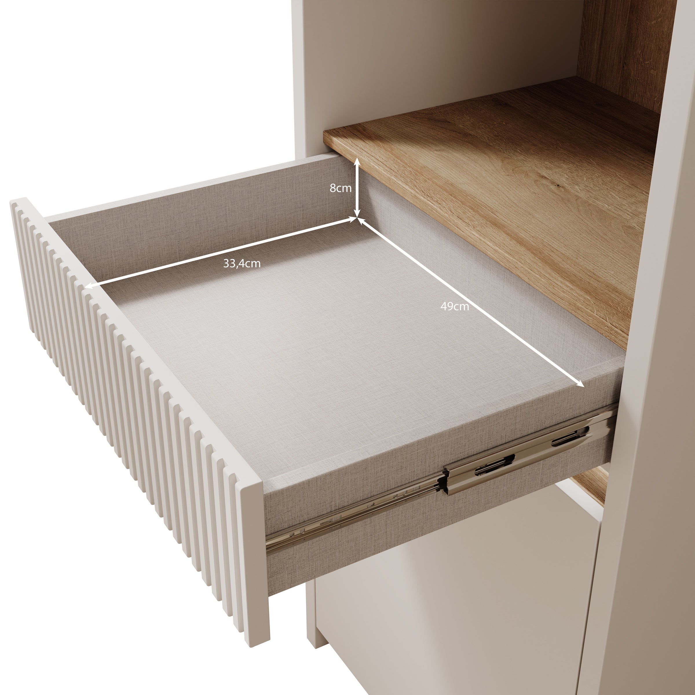 Orlano - Boekenkast - Beige - 61x42x197 cm