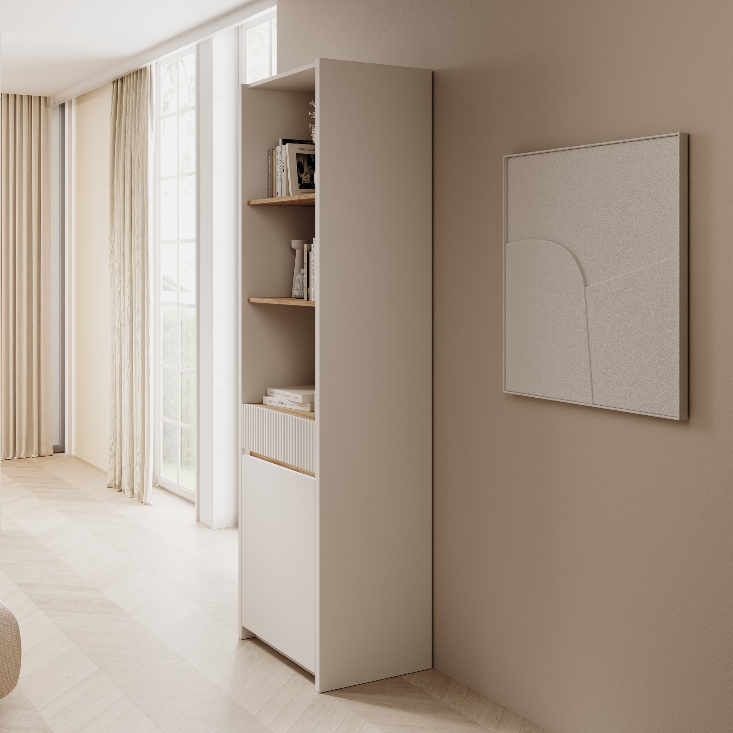 Orlano - Boekenkast - Beige - 61x42x197 cm