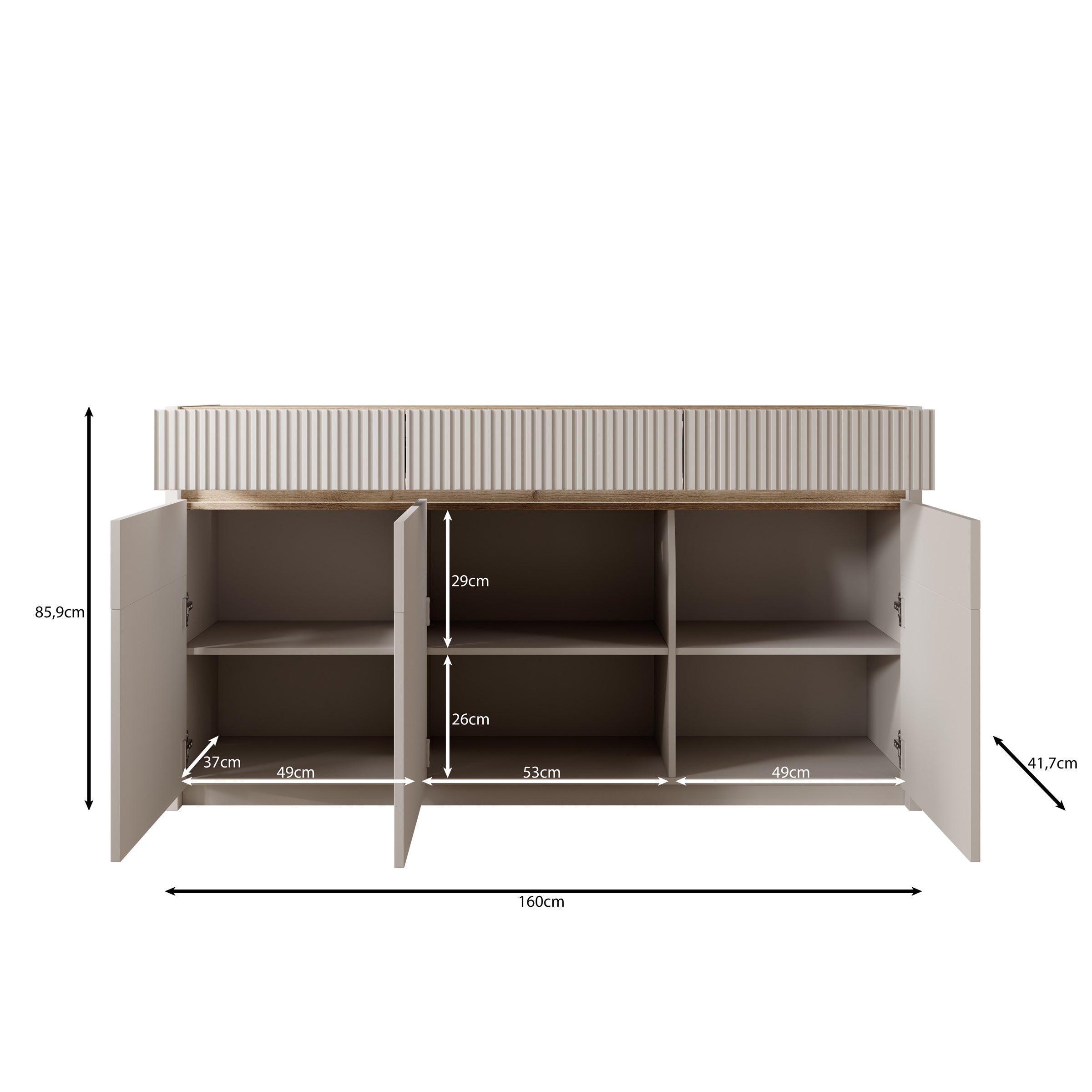 Orlano - Dressoir - Beige - 160x42x86 cm