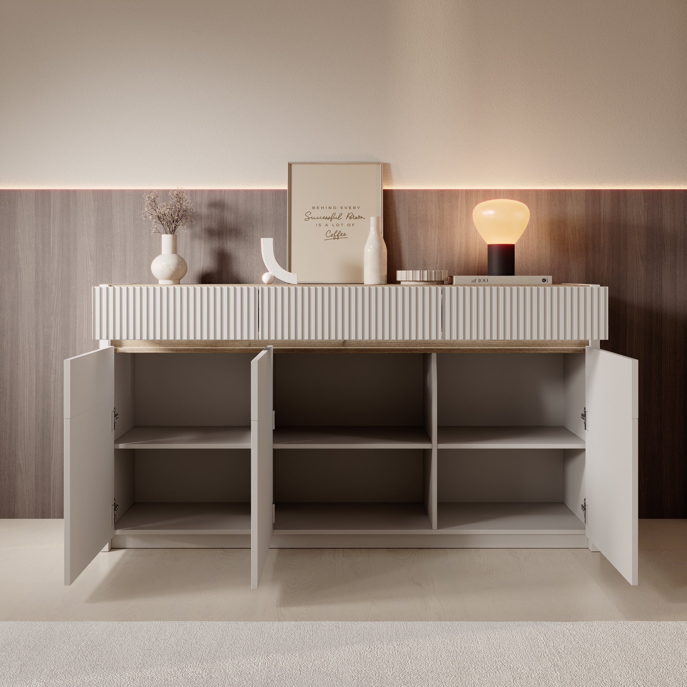 Orlano - Dressoir - Beige - 160x42x86 cm