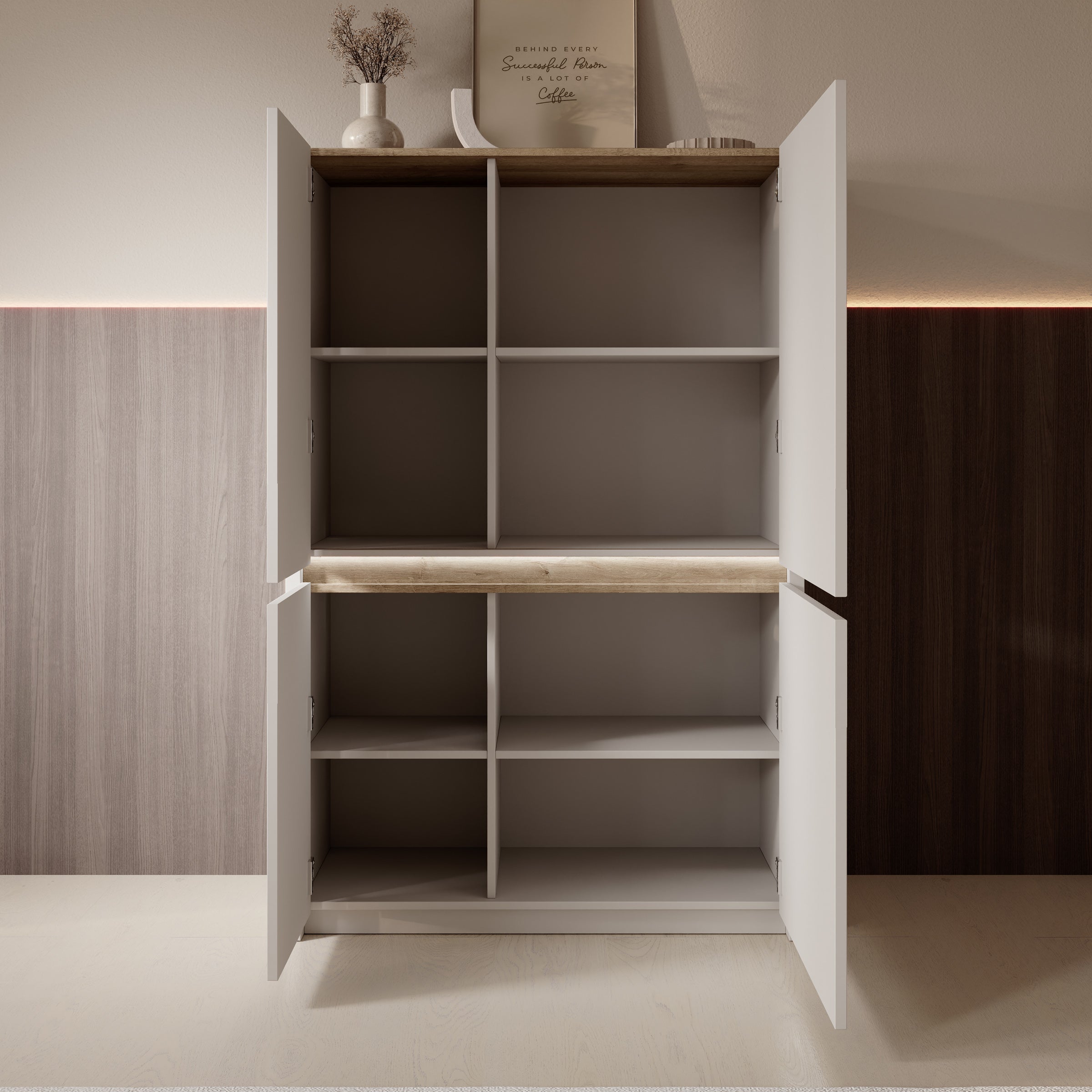 Orlano - Dressoir - Beige - 95x42x147  cm