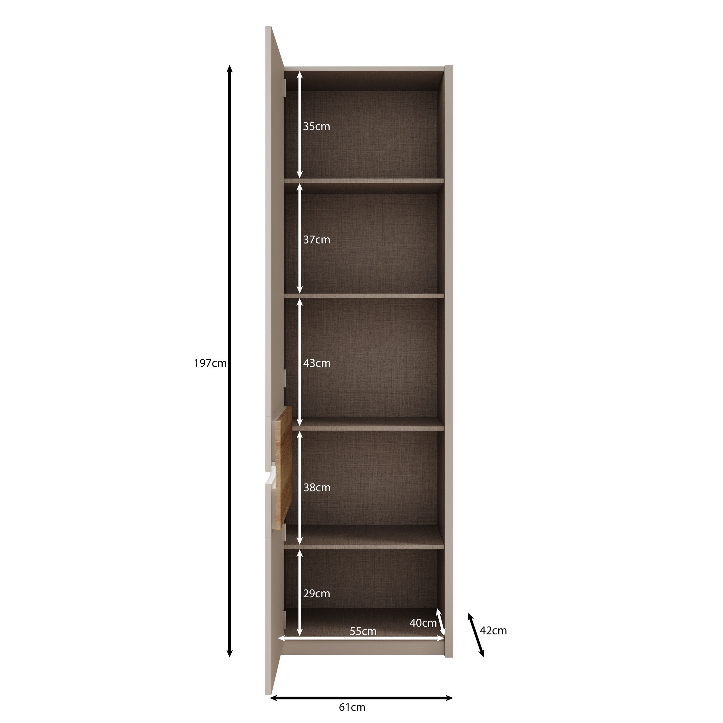 Orlano - Kledingkast - Beige - 61x42x197 cm