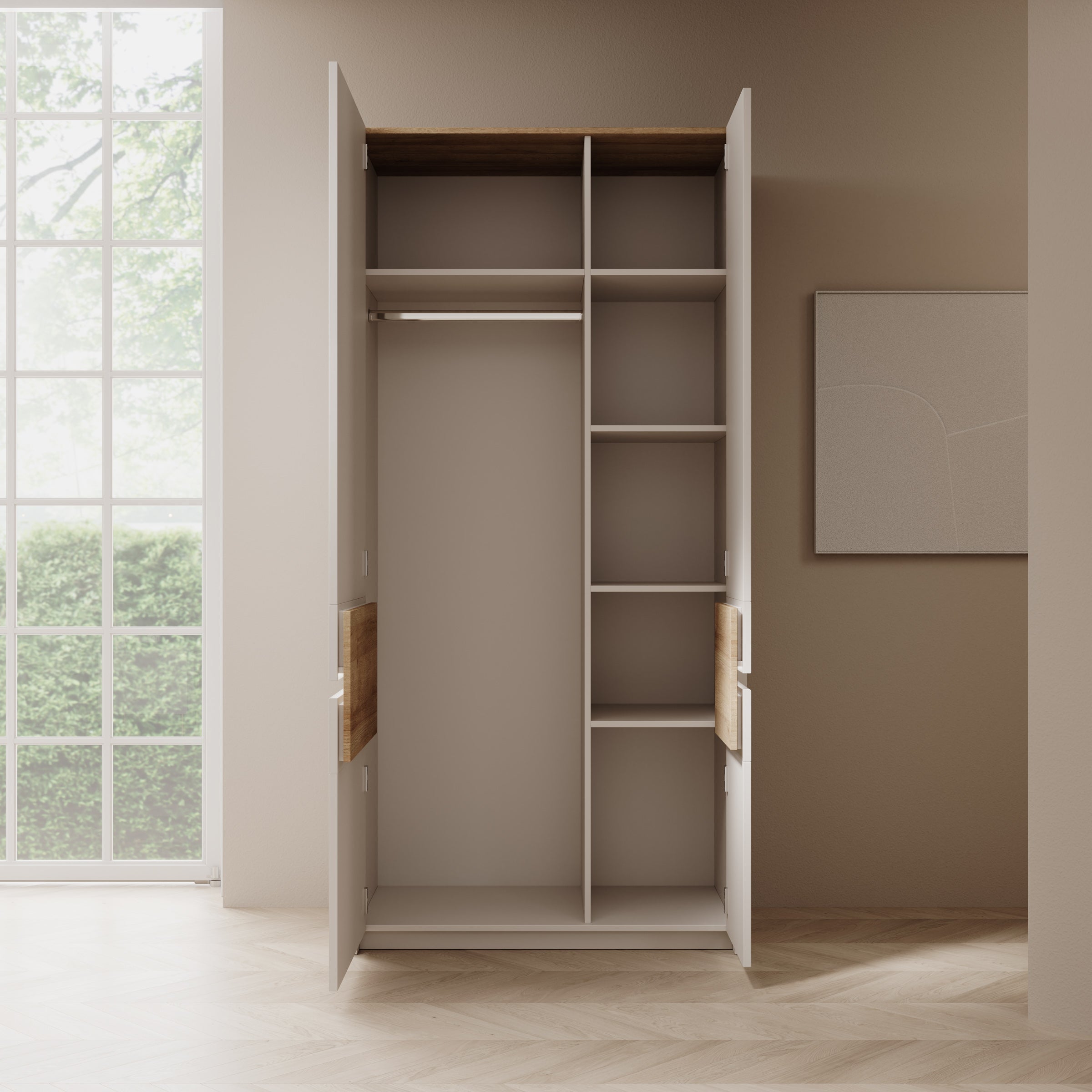 Orlano - Kledingkast - Beige - 95x52x198 cm