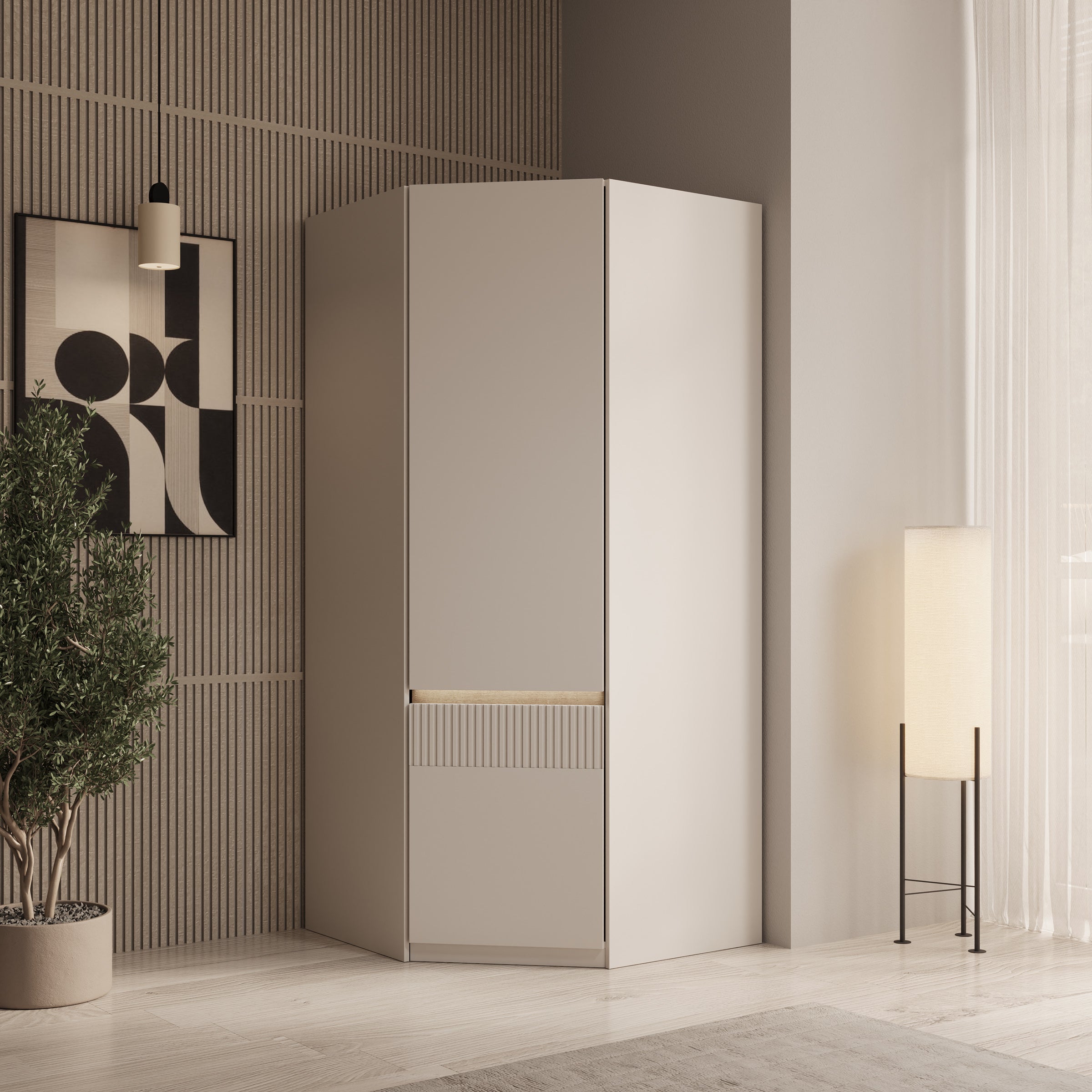 Orlano - Kledingkast hoek - Beige - 89x89x97 cm