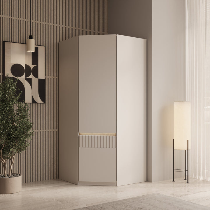 Orlano - Kledingkast hoek - Beige - 89x89x97 cm