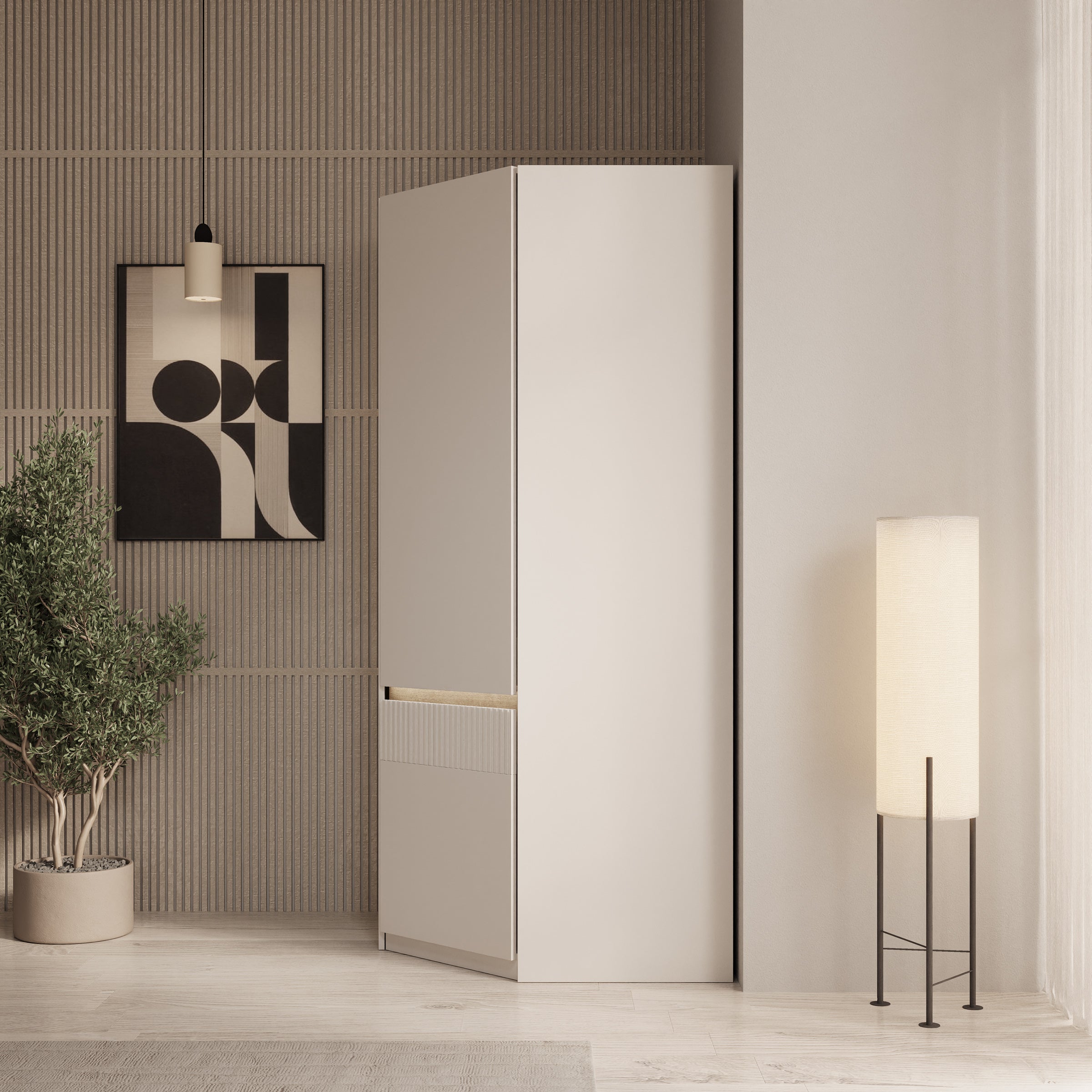 Orlano - Kledingkast hoek - Beige - 89x89x97 cm