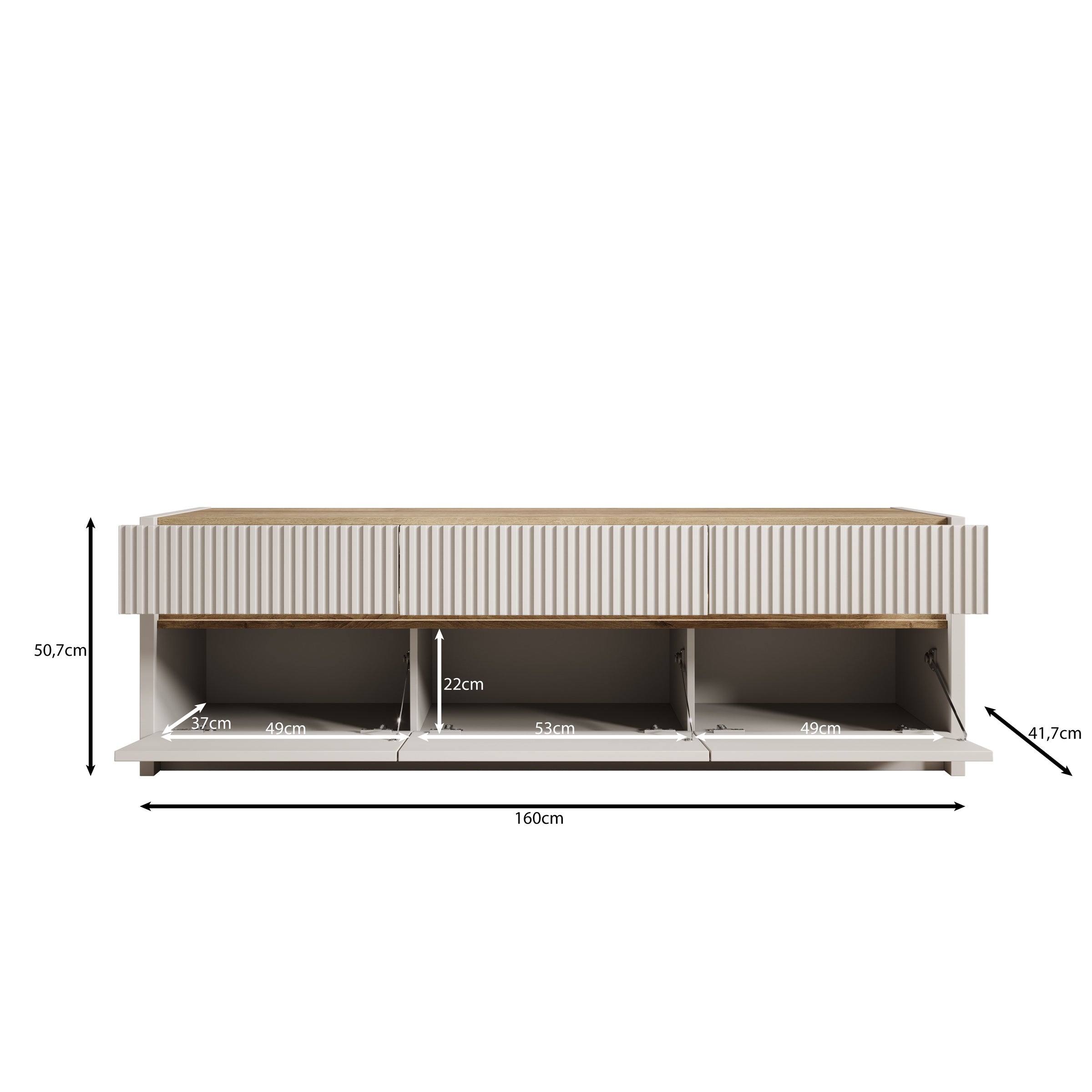 Orlano - TV-Meubel - Beige - 160x42x51 cm