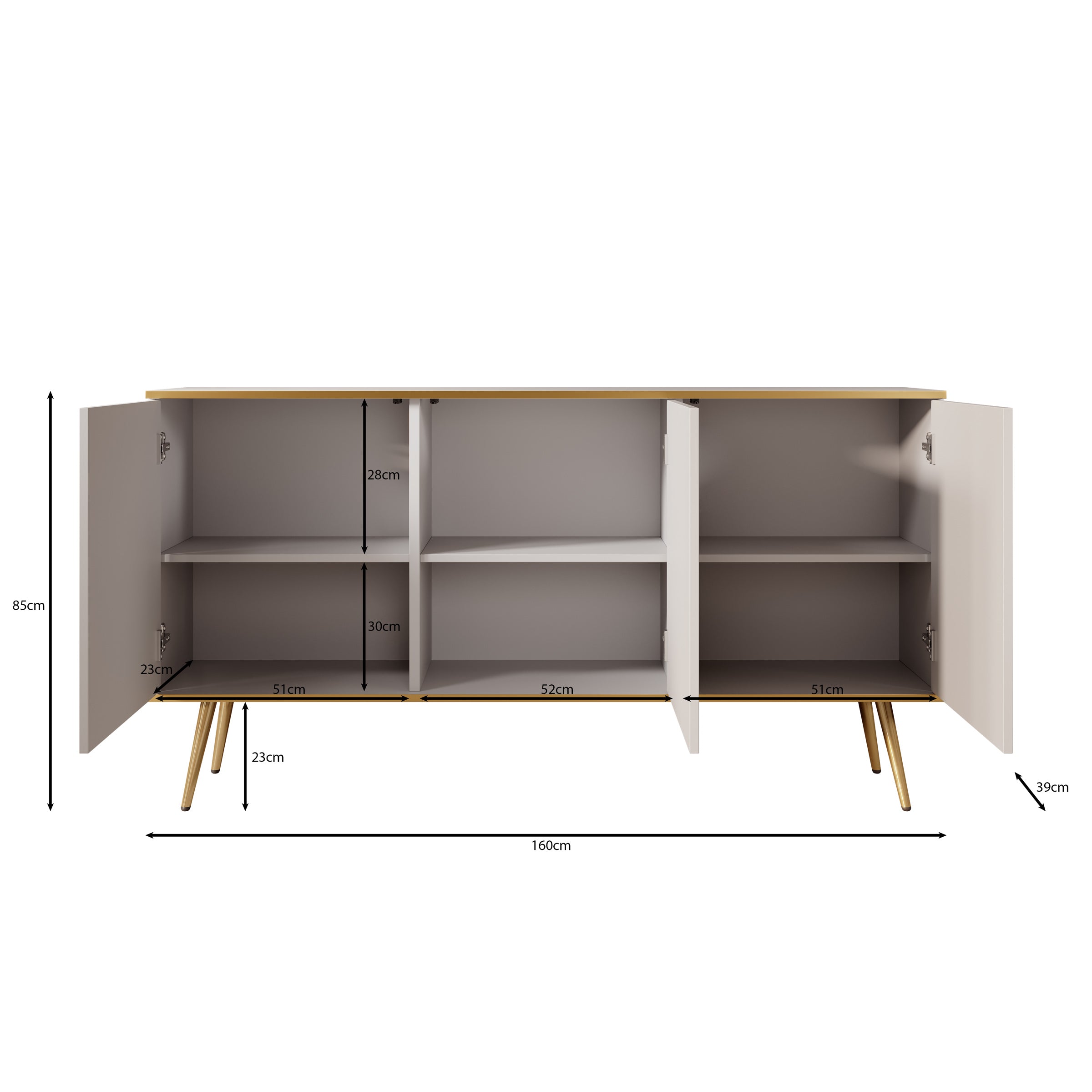 Orleans - Dressoir - Beige - 160x39x85 cm