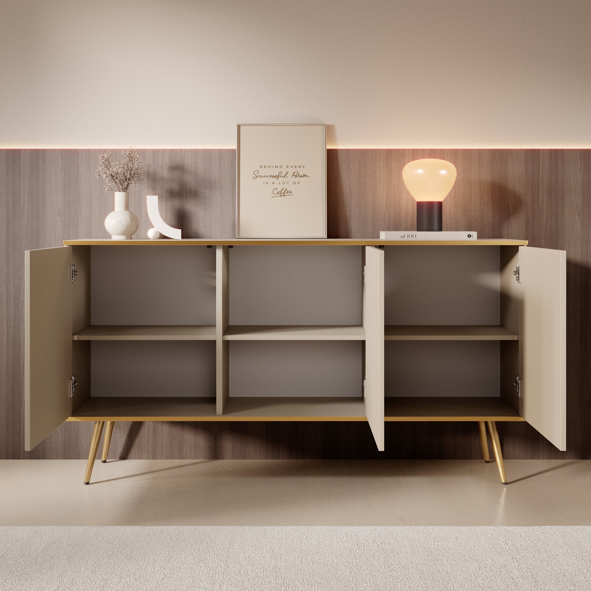 Orleans - Dressoir - Beige - 160x39x85 cm