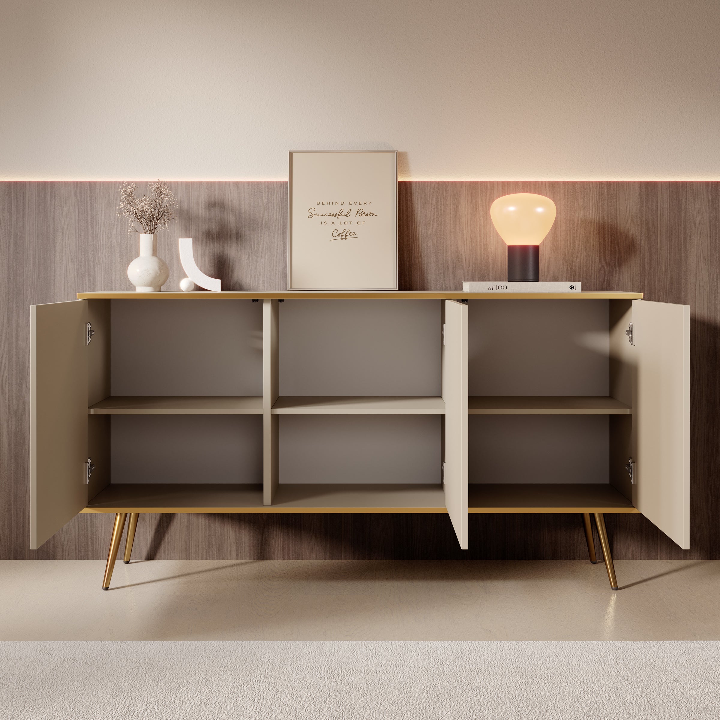 Orleans - Dressoir - Beige - 160x39x85 cm