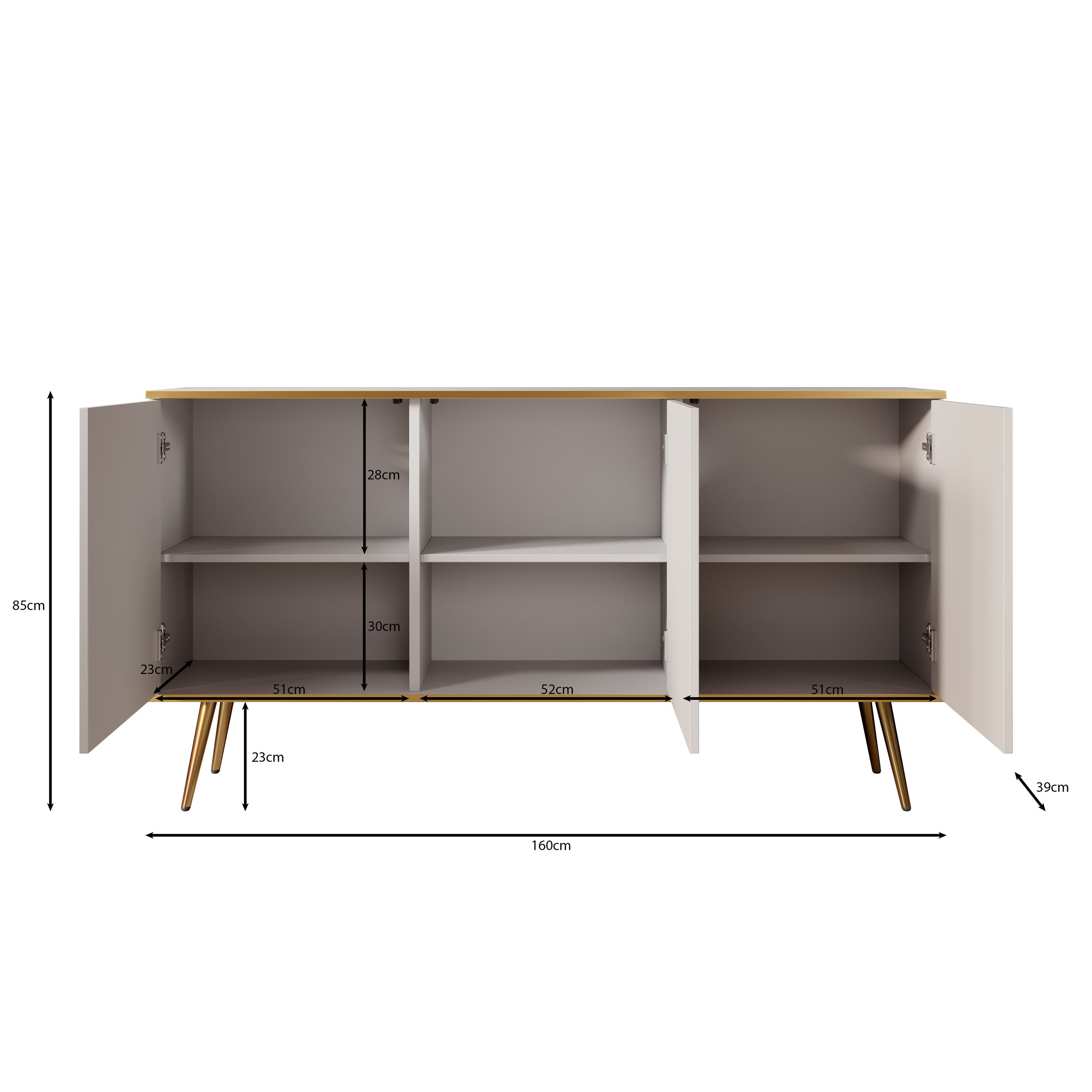 Orleans - Dressoir - Wit - 160x39x85 cm