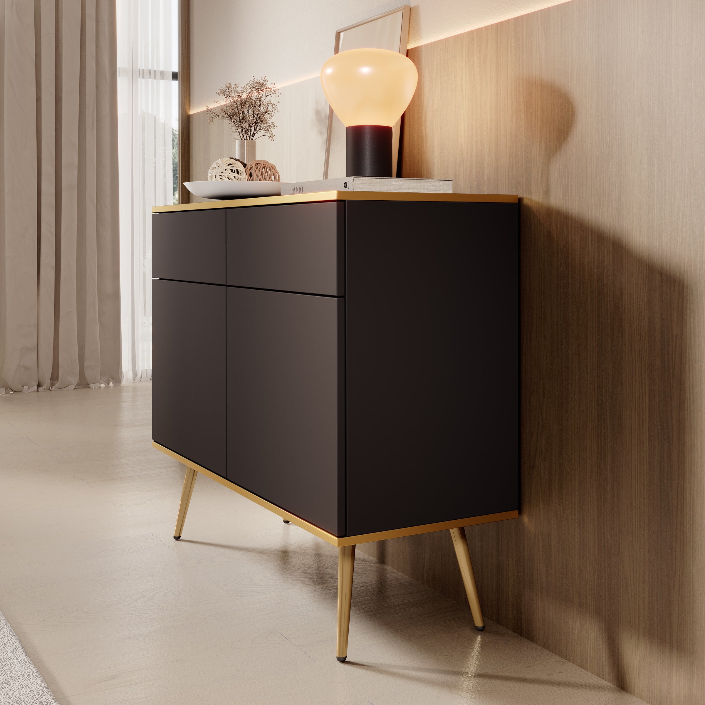 Orleans - Dressoir - Zwart - 107x39x85 cm