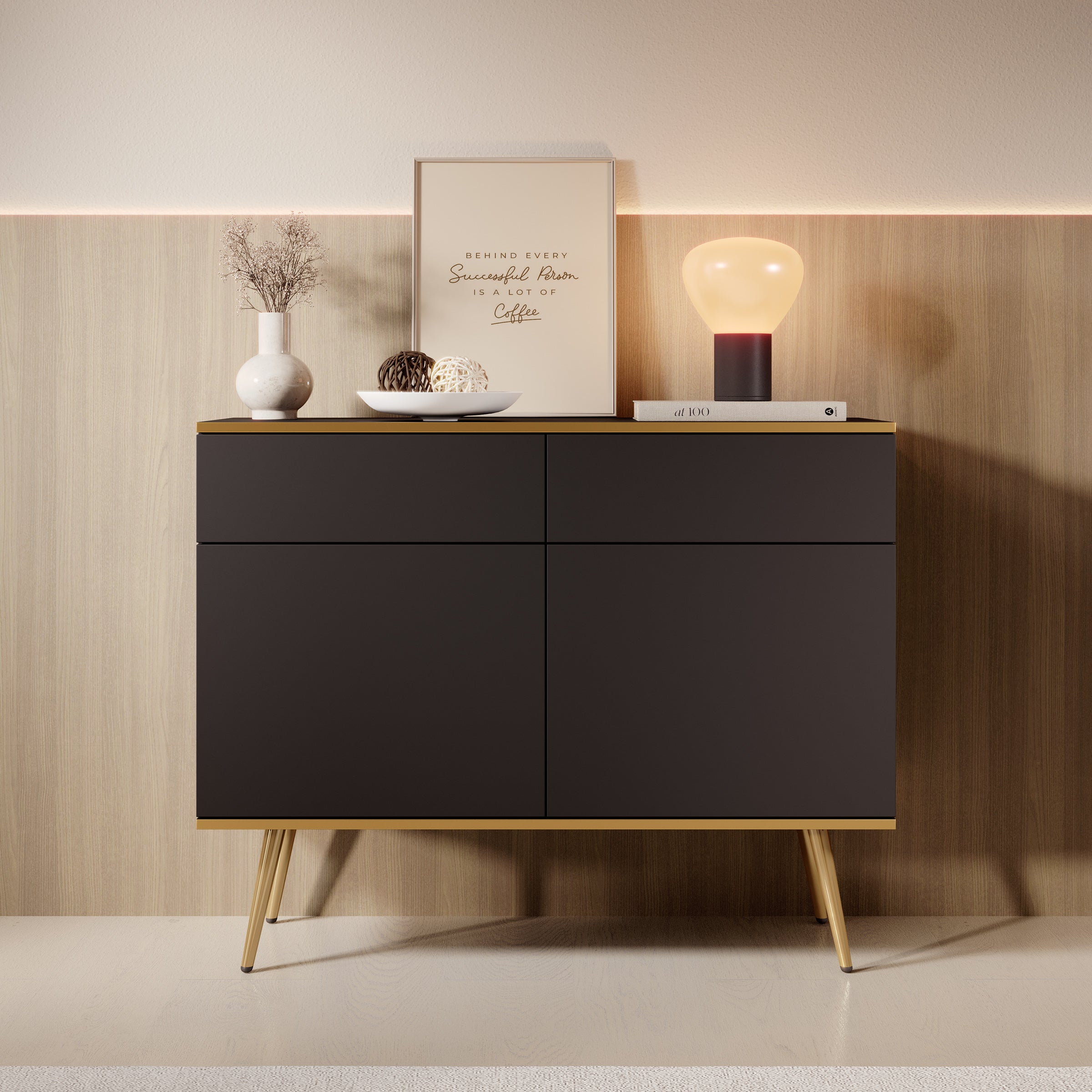 Orleans - Dressoir - Zwart - 107x39x85 cm