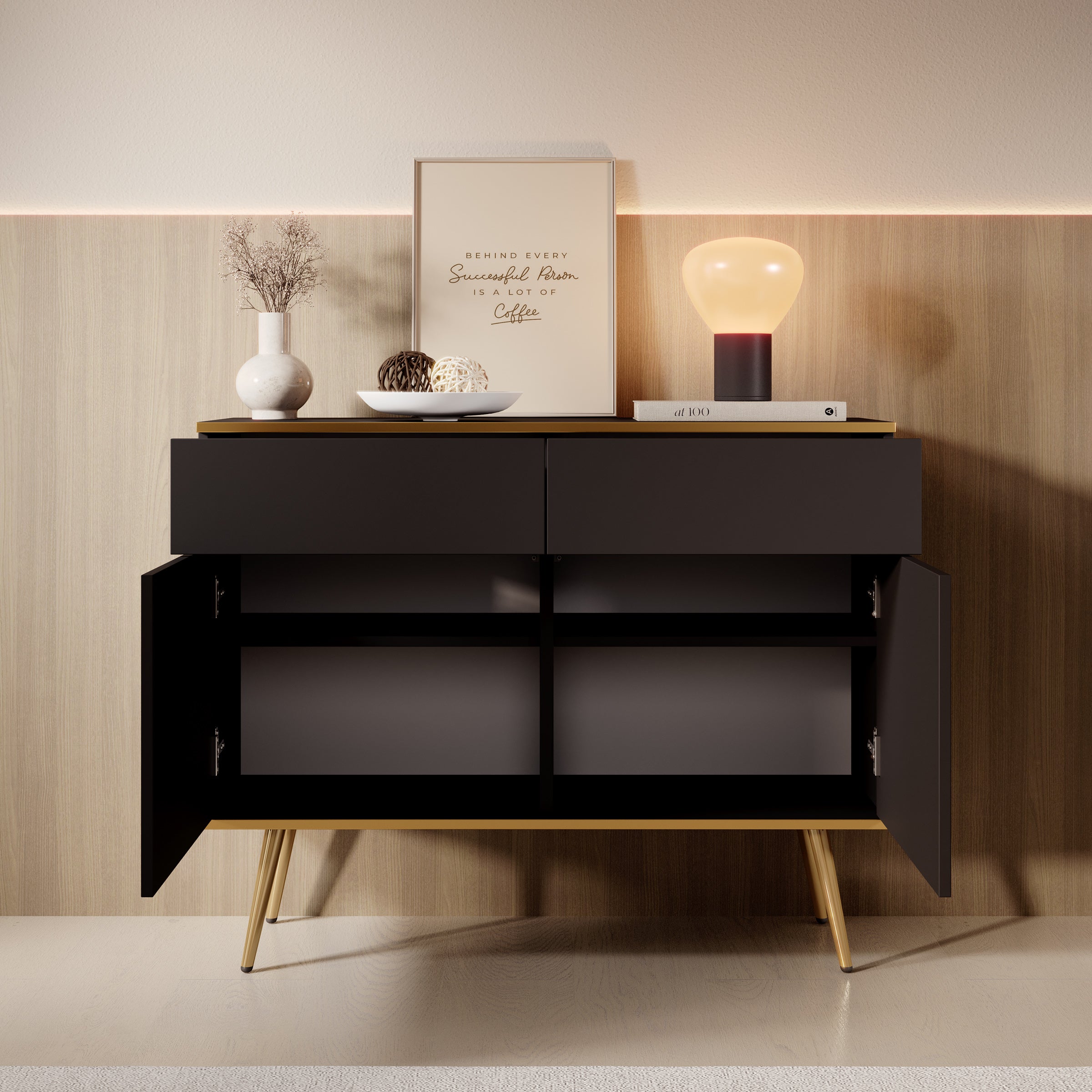Orleans - Dressoir - Zwart - 107x39x85 cm