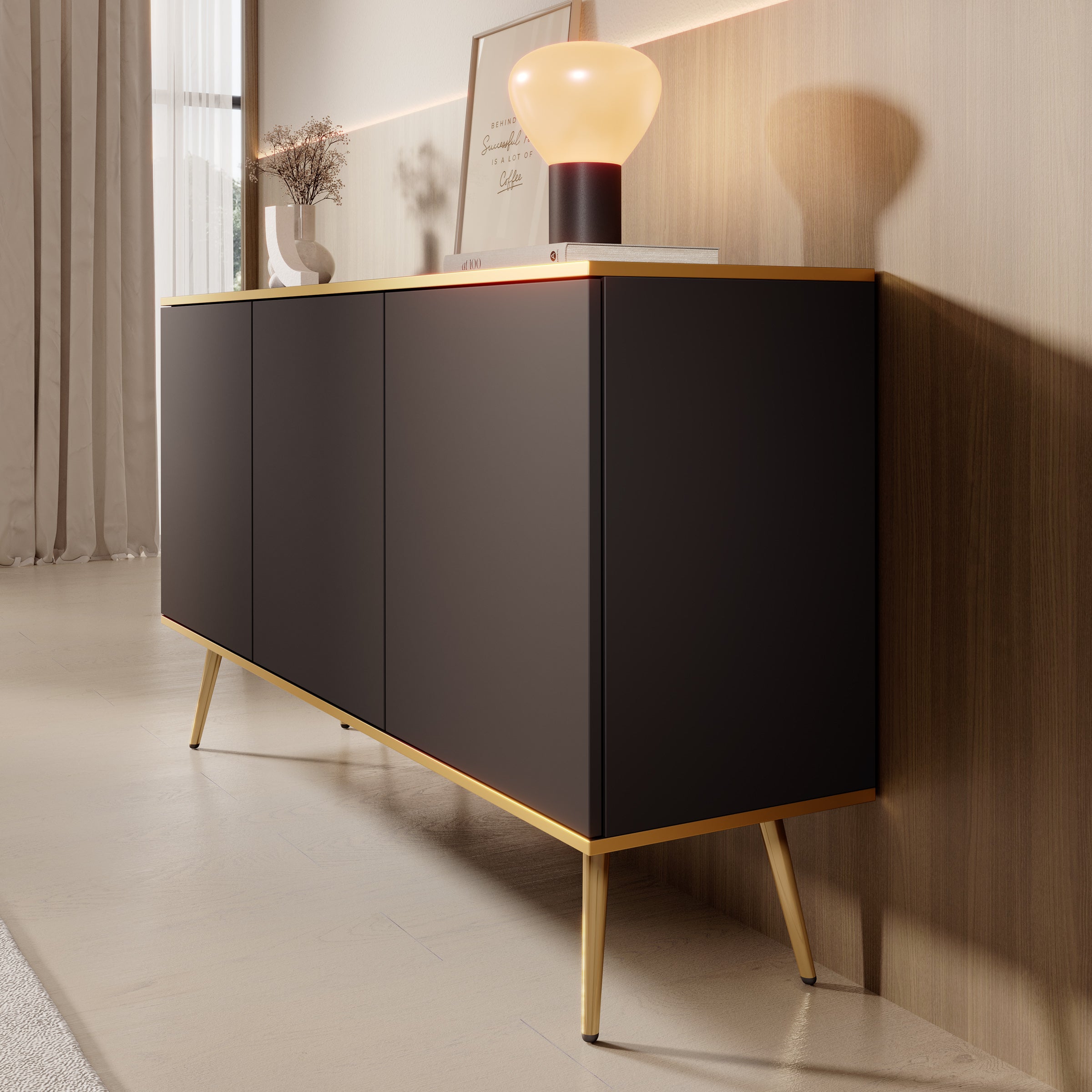 Orleans - Dressoir - Zwart - 160x39x85 cm