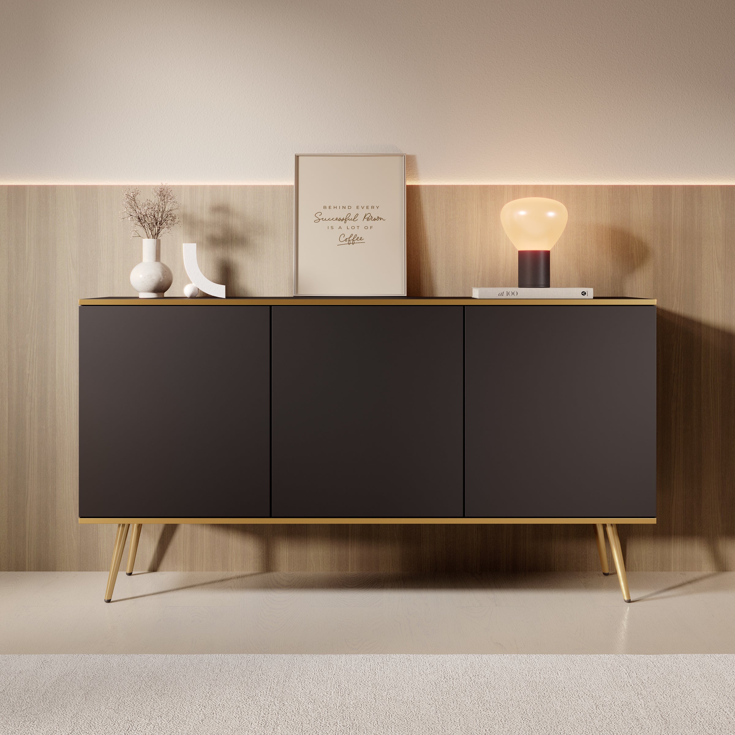 Orleans - Dressoir - Zwart - 160x39x85 cm
