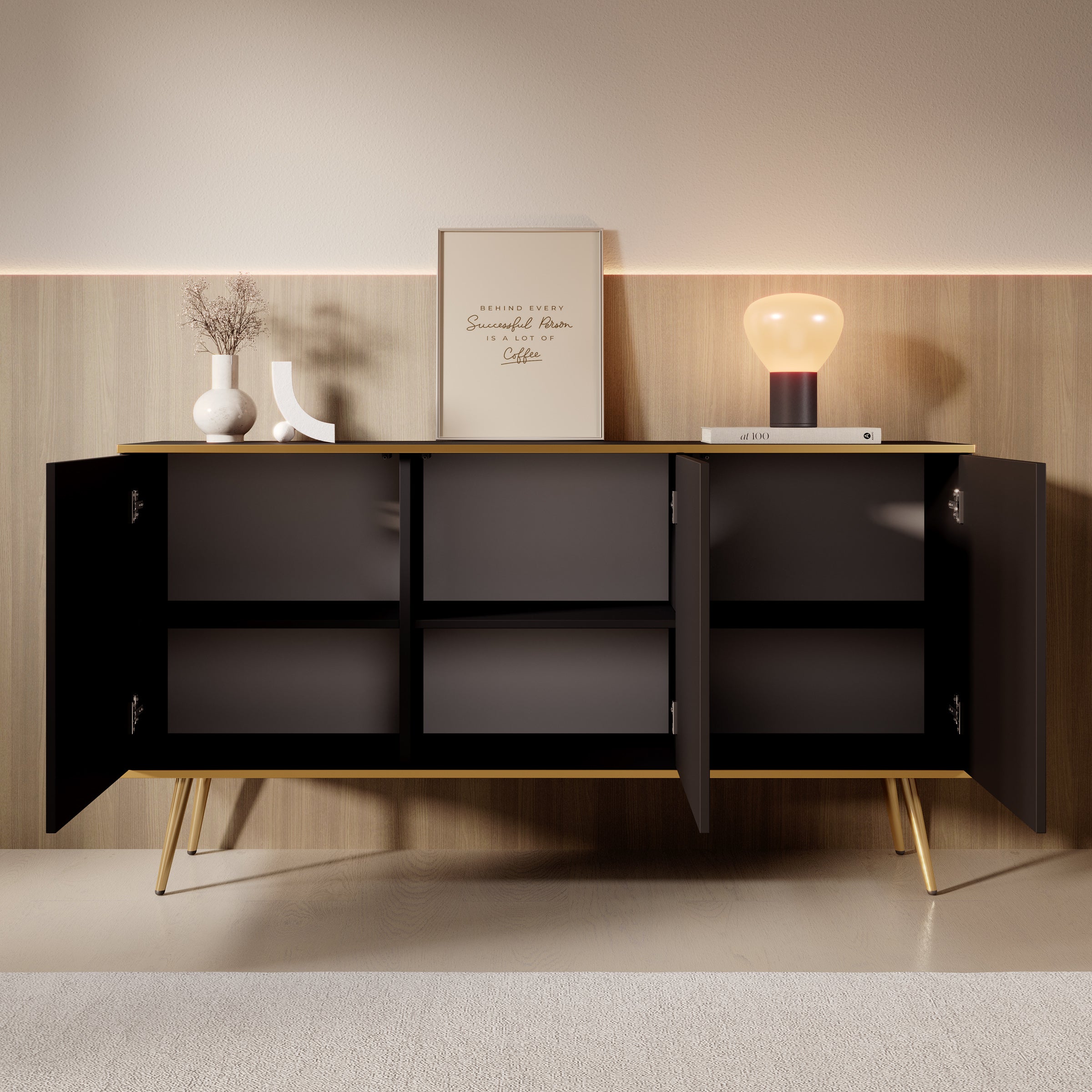 Orleans - Dressoir - Zwart - 160x39x85 cm