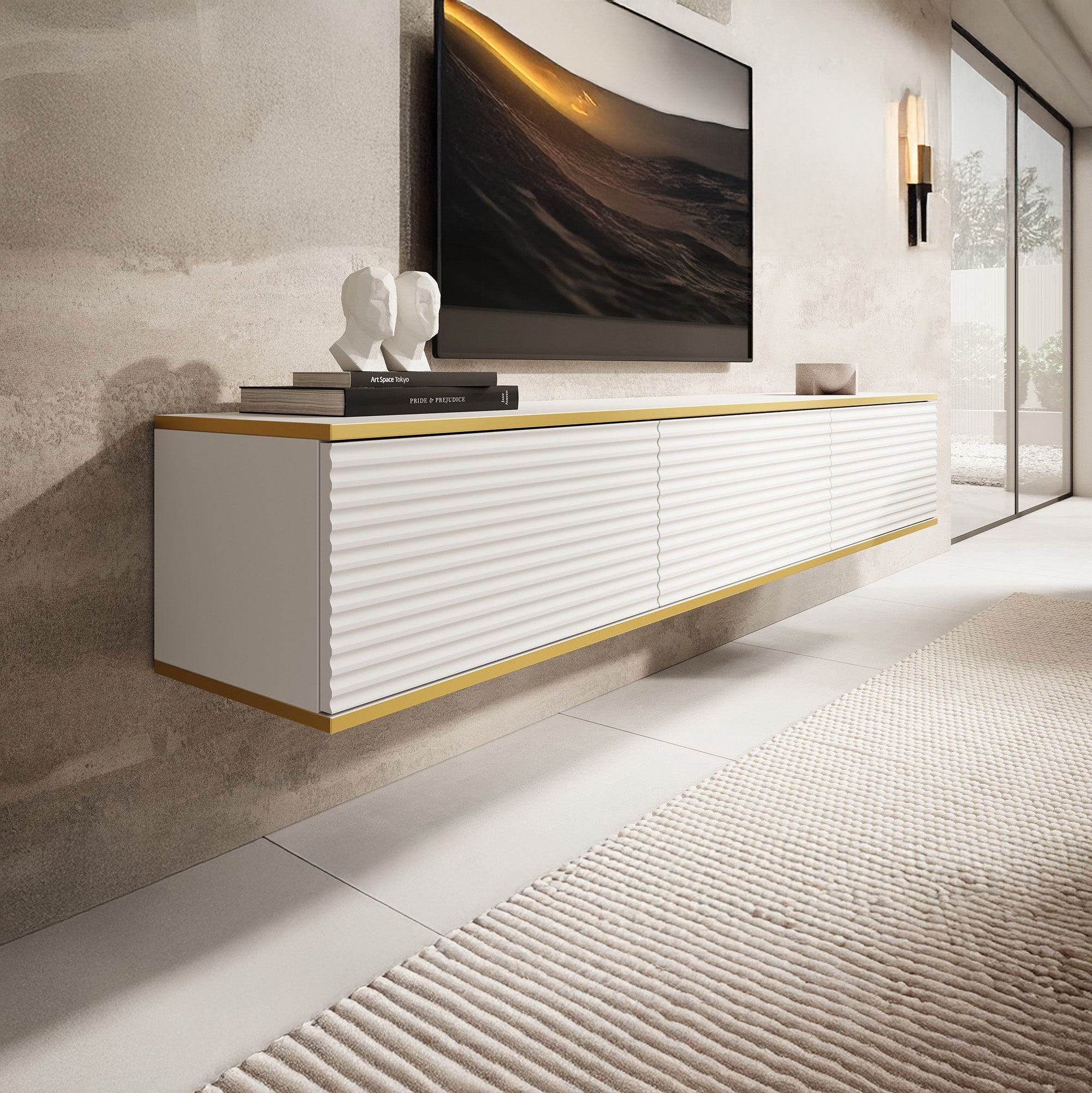 Orleans - TV-Meubel - Wit  - 175x32x30 cm