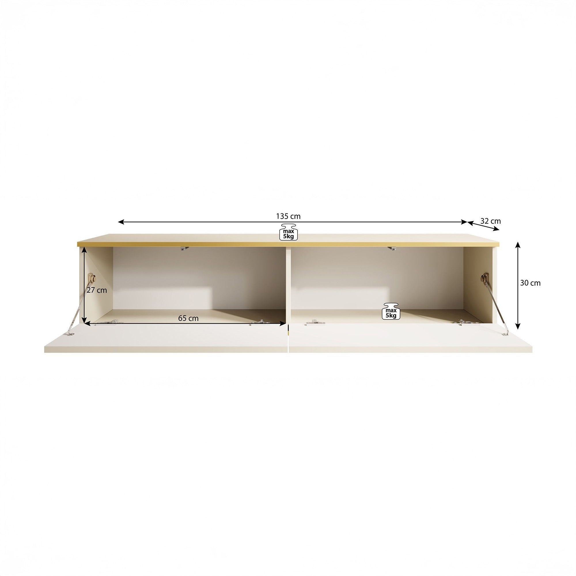 Orleans - TV-Meubel - Zwart  - 135x32x30 cm