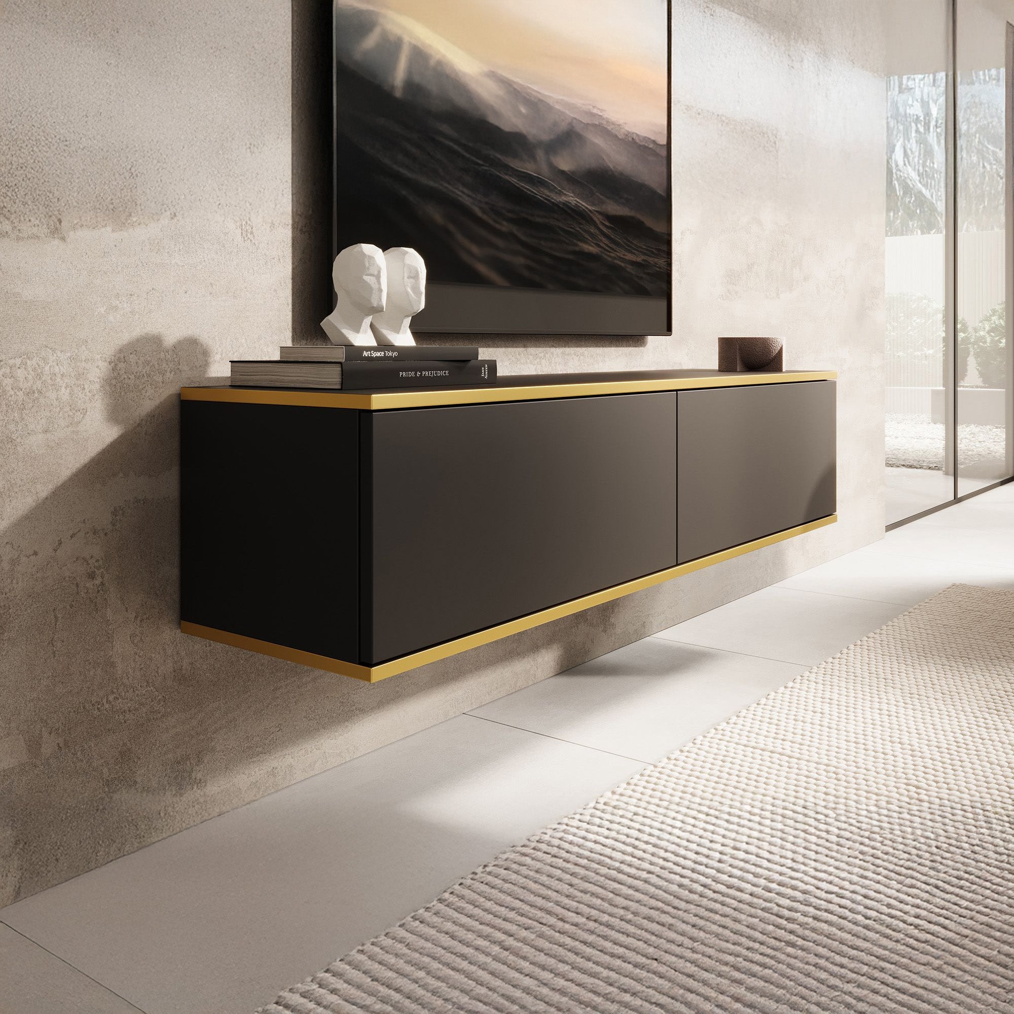 Orleans - TV-Meubel - Zwart  - 135x32x30 cm