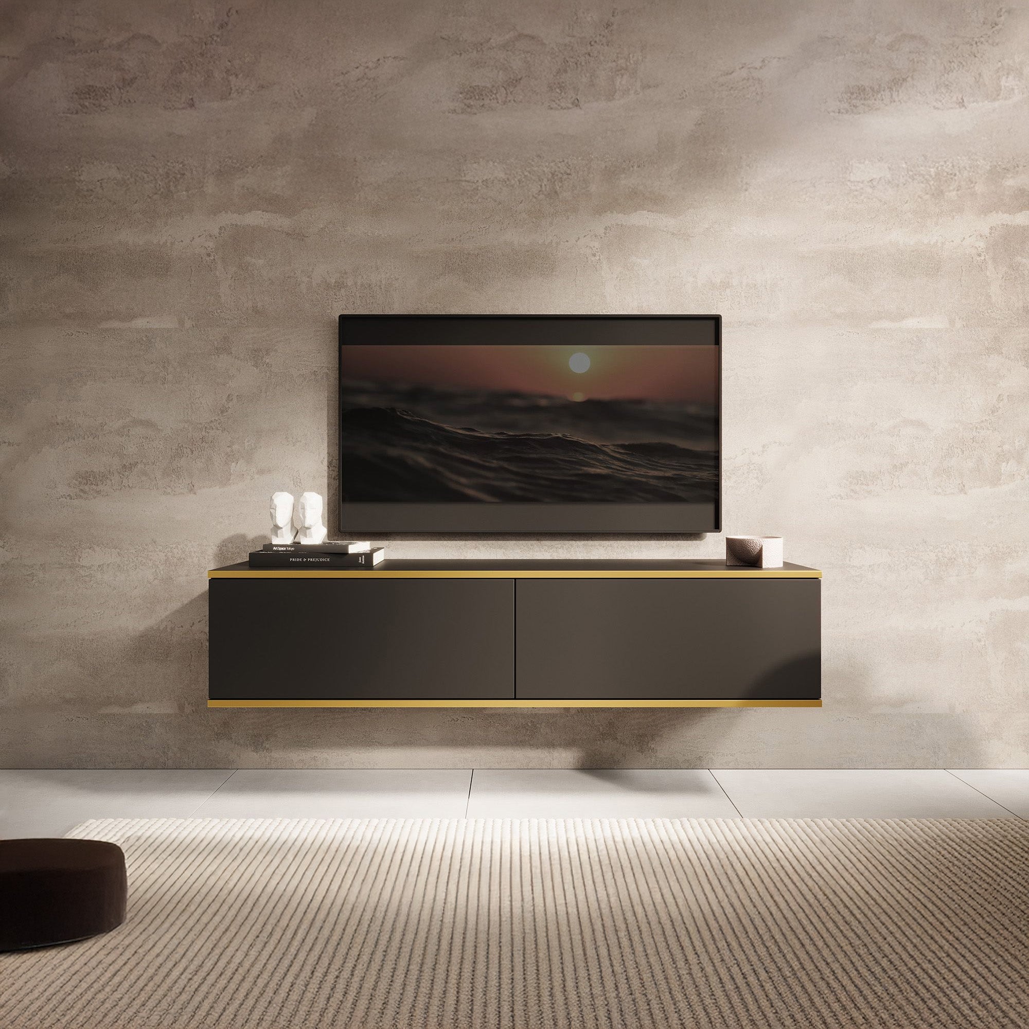Orleans - TV-Meubel - Zwart  - 135x32x30 cm