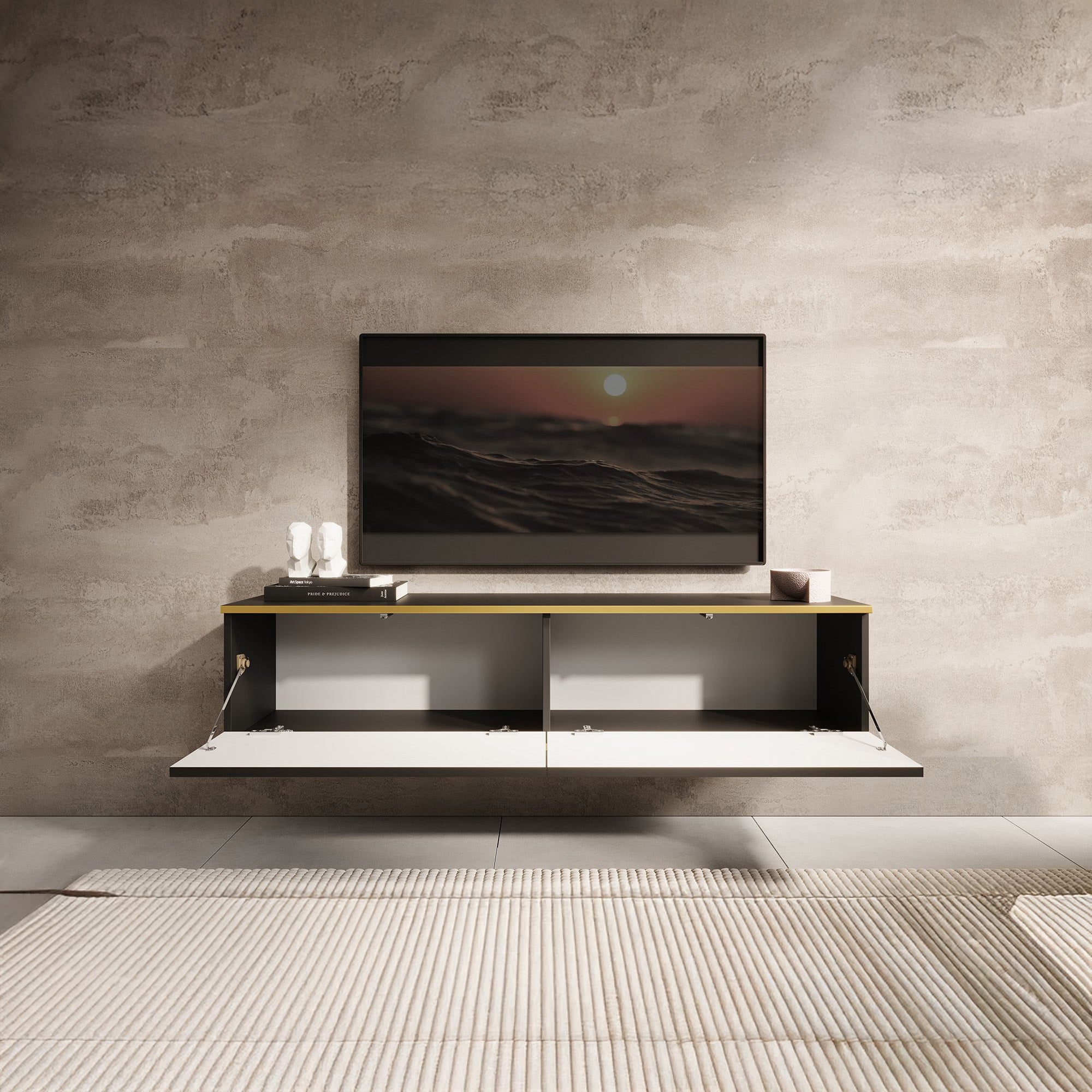 Orleans - TV-Meubel - Zwart  - 135x32x30 cm