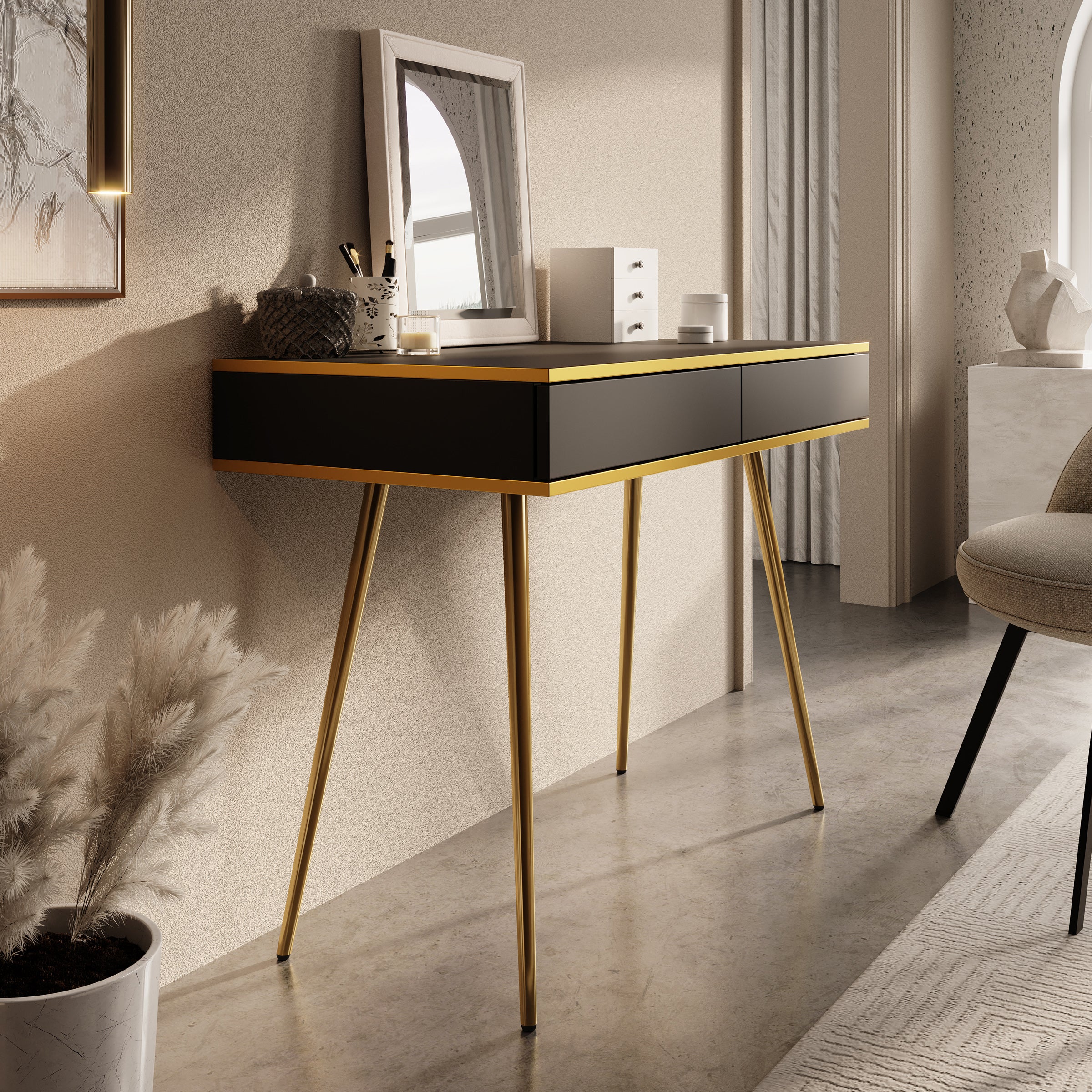 Orleans - Kaptafel - Zwart - 102x50 cm