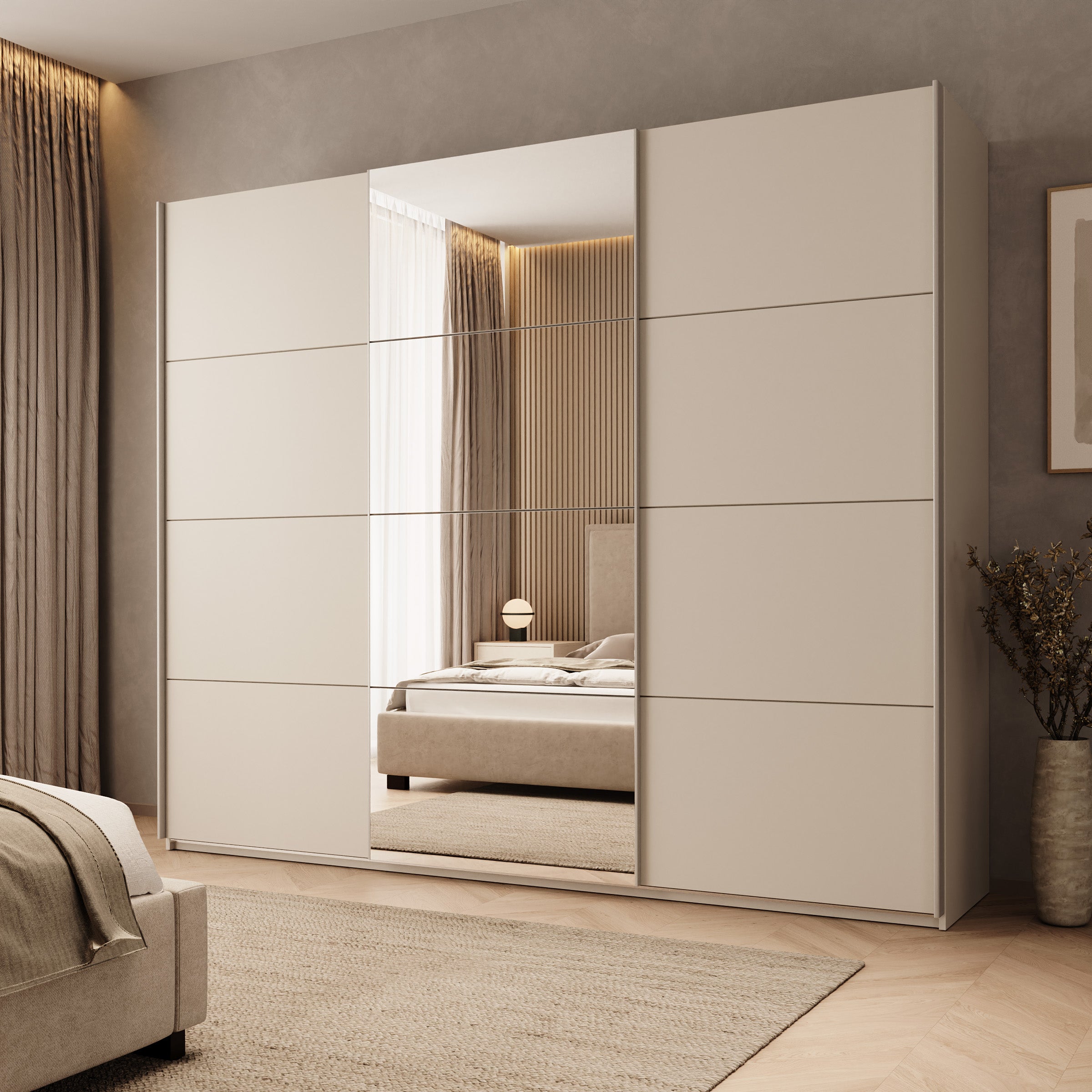 Oscar - Kledingkast met schuifdeuren - Beige - 250x60x210 cm