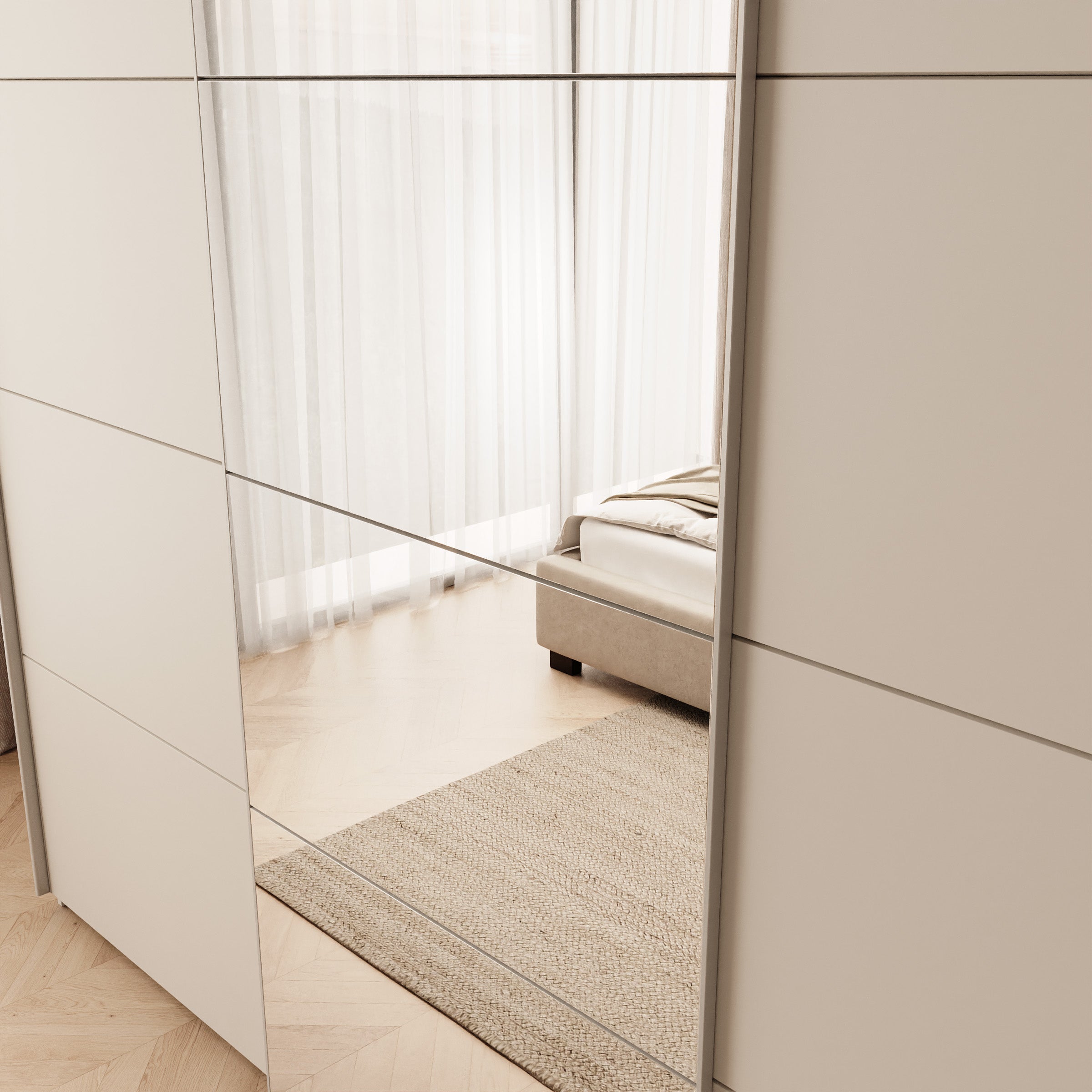 Oscar - Kledingkast met schuifdeuren - Beige - 250x60x210 cm
