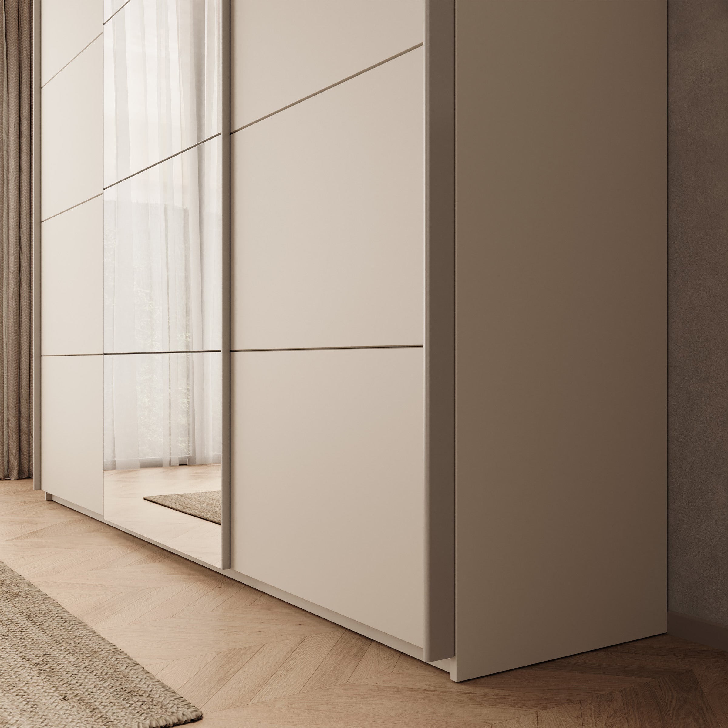 Oscar - Kledingkast met schuifdeuren - Beige - 250x60x210 cm