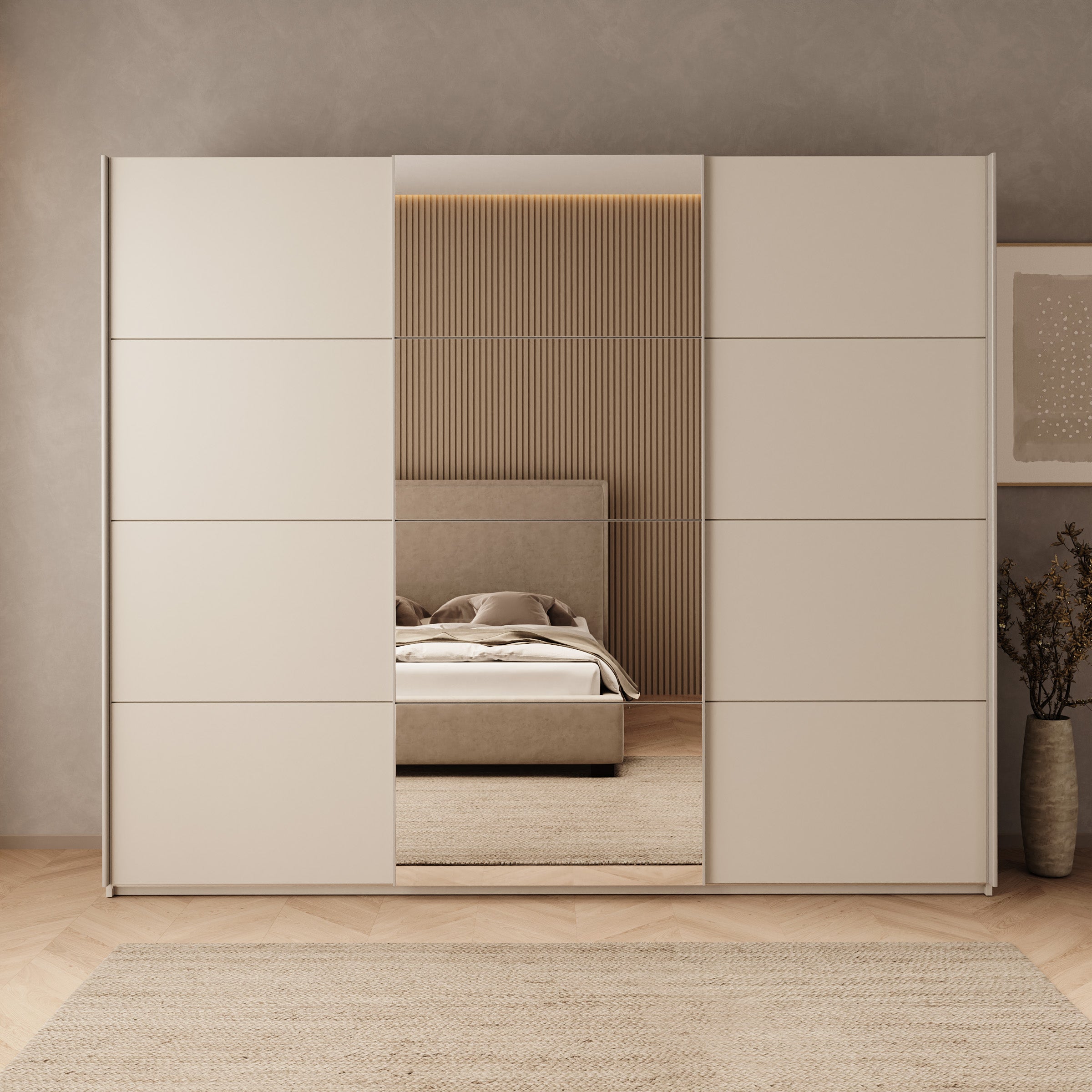 Oscar - Kledingkast met schuifdeuren - Beige - 250x60x210 cm