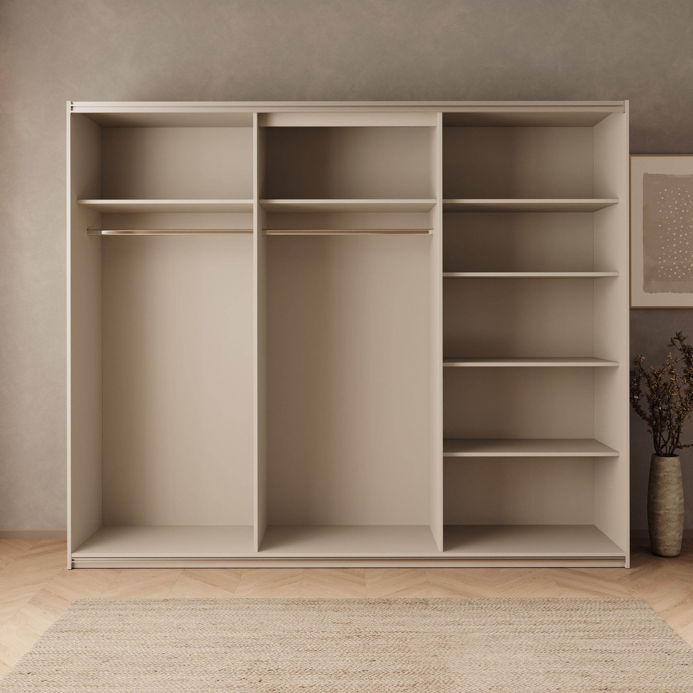 Oscar - Kledingkast met schuifdeuren - Beige - 250x60x210 cm