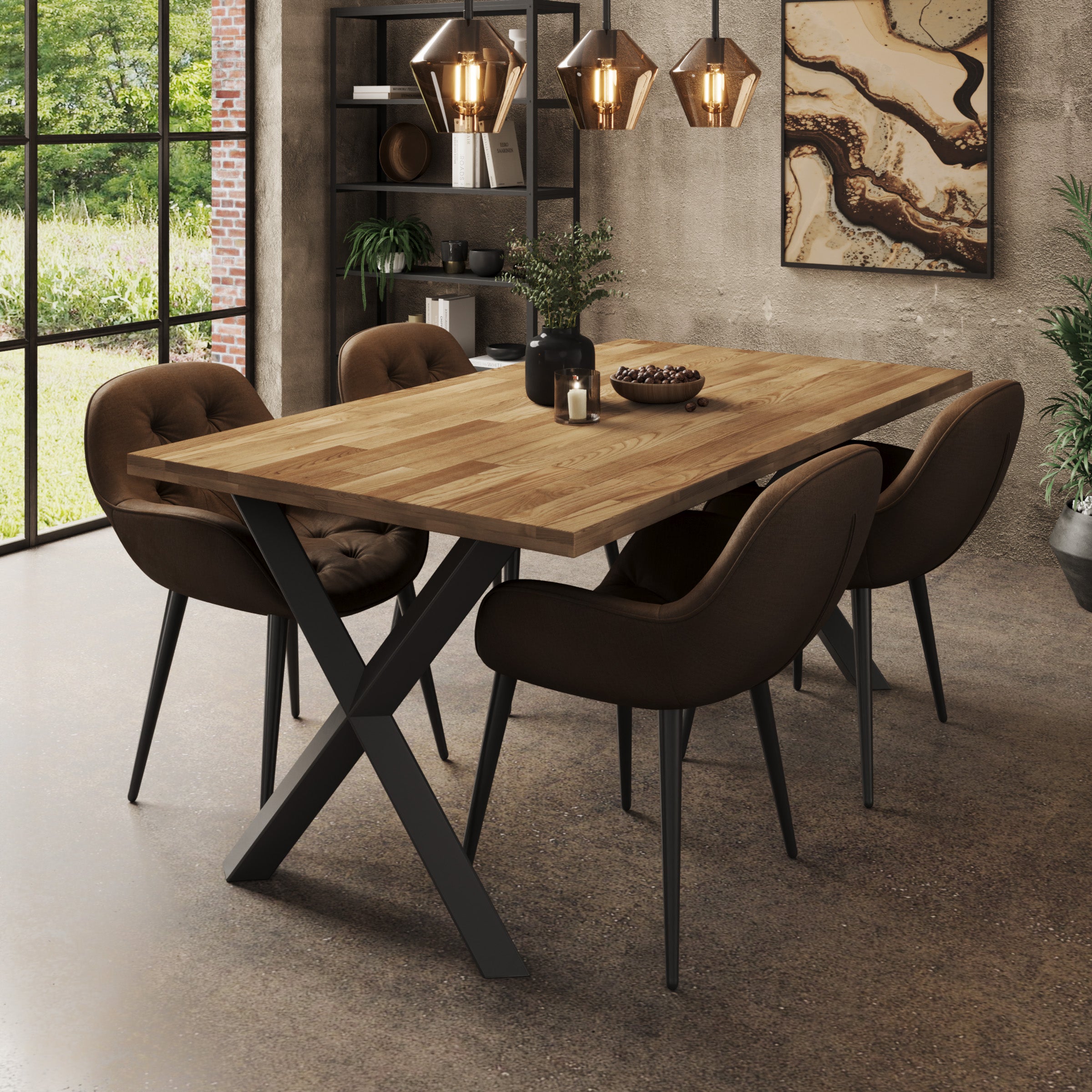 Ottavio - Eetkamertafel - Eikenpatroon - 180x100x77 cm