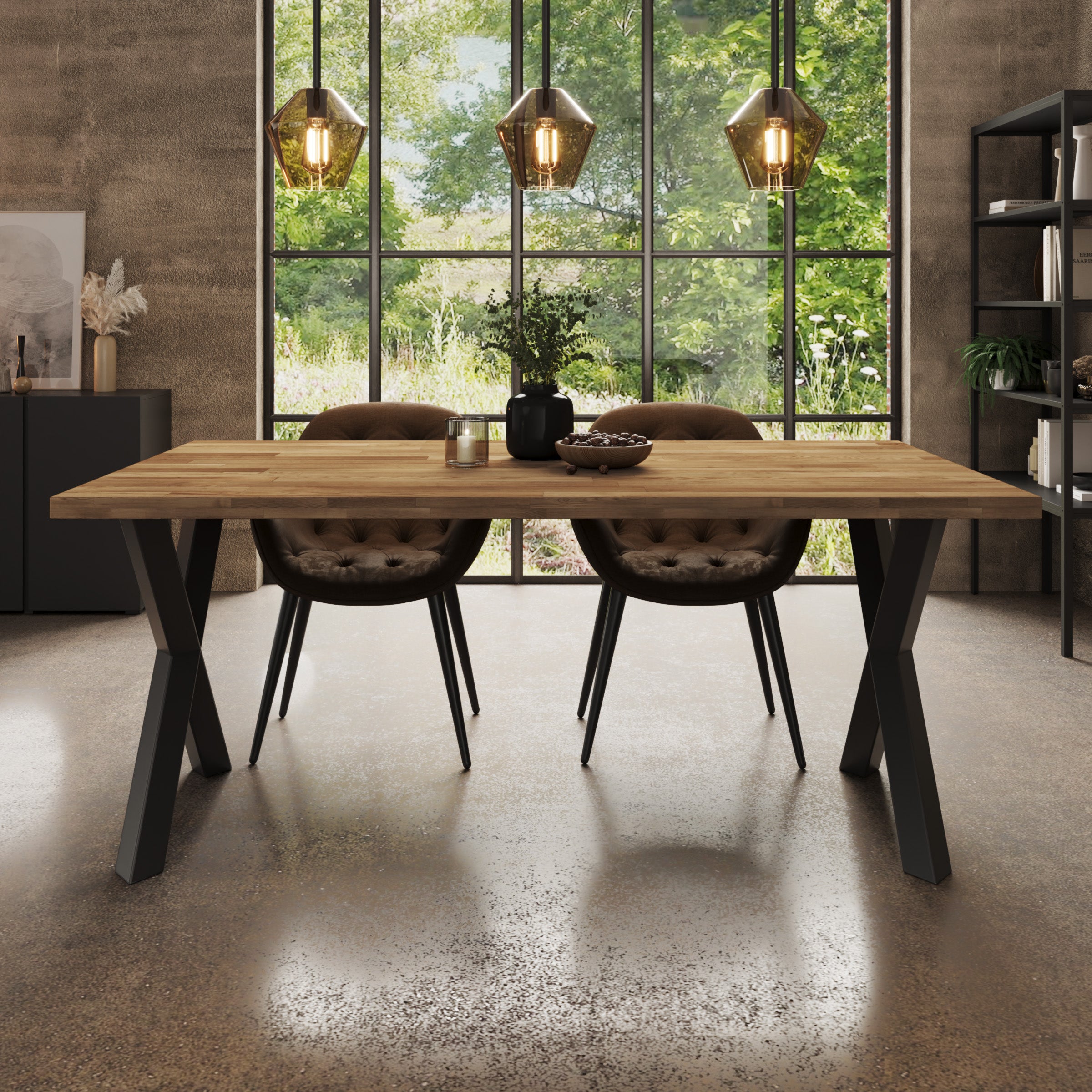 Ottavio - Eetkamertafel - Eikenpatroon - 180x100x77 cm