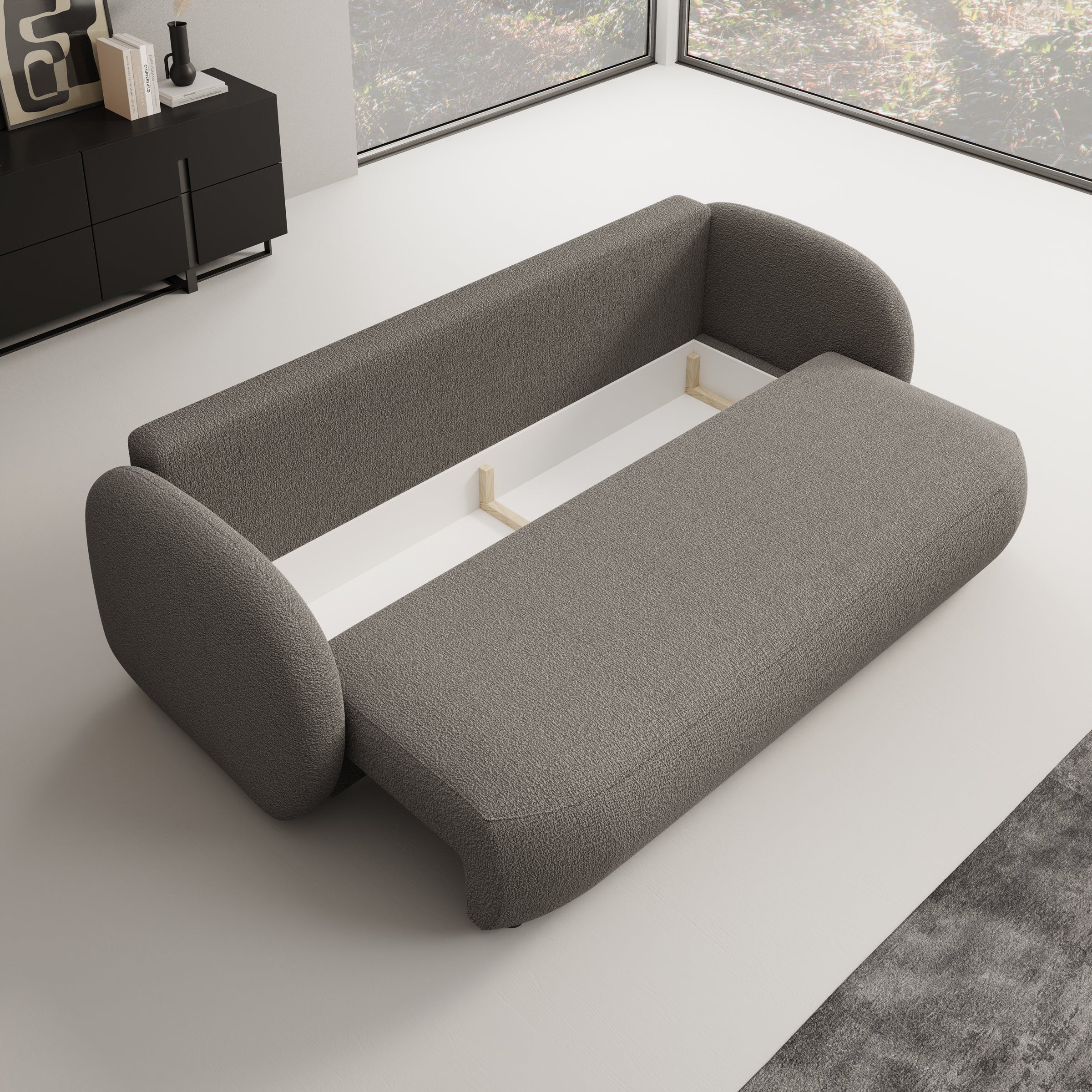 Ovela - Slaapbank - Teddystof bruin - 238x101x87 cm