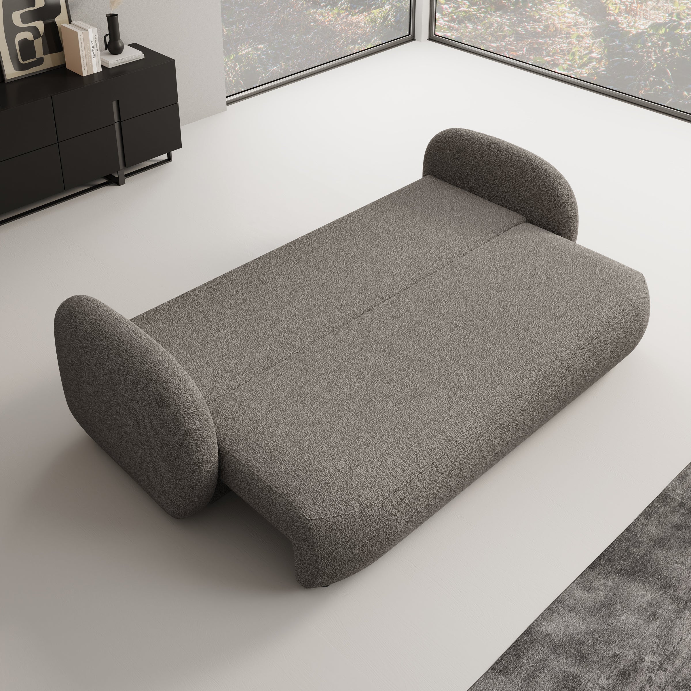 Ovela - Slaapbank - Teddystof bruin - 238x101x87 cm